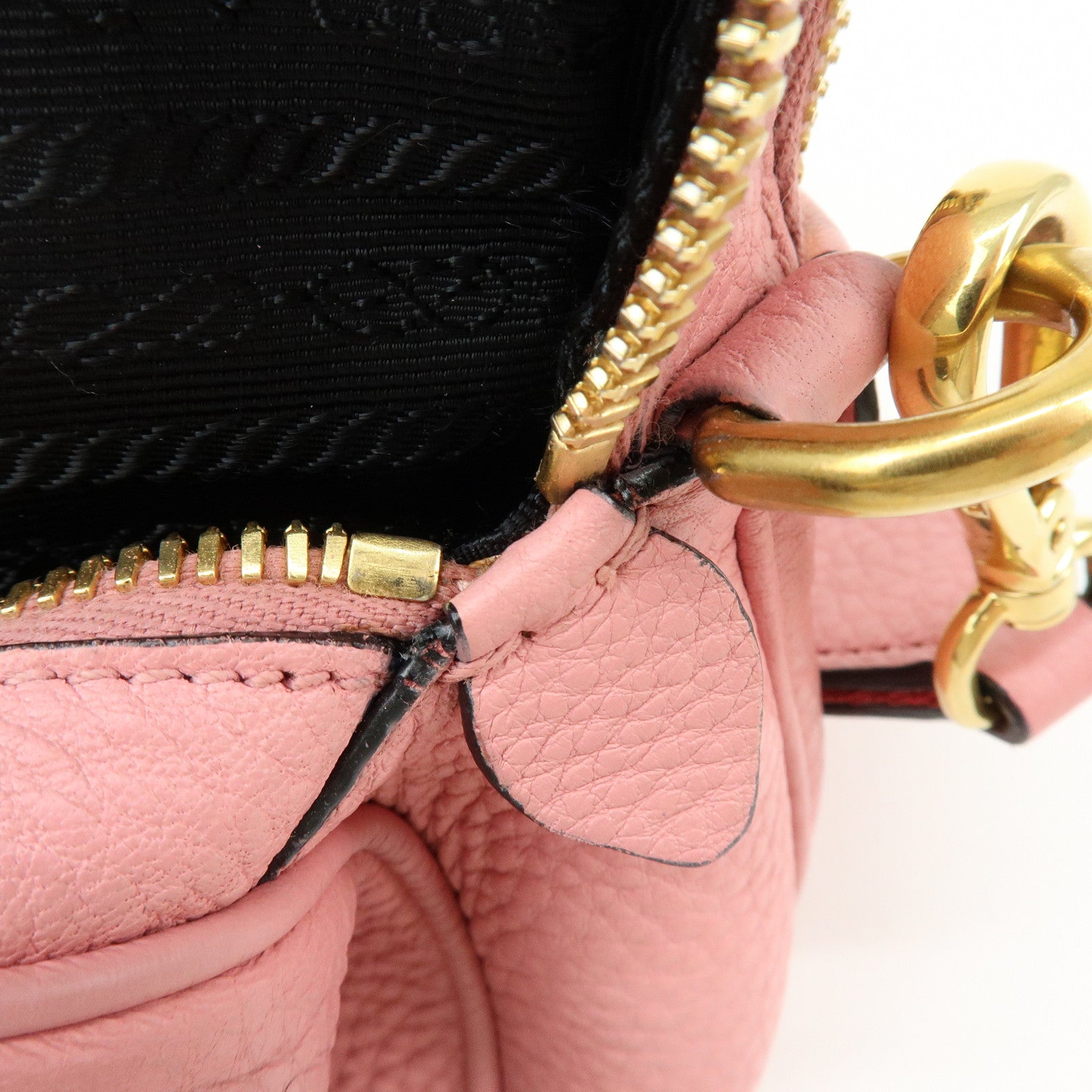 PRADA Logo Leather Shoulder Bag Crossbody Bag Camera Bag Pink