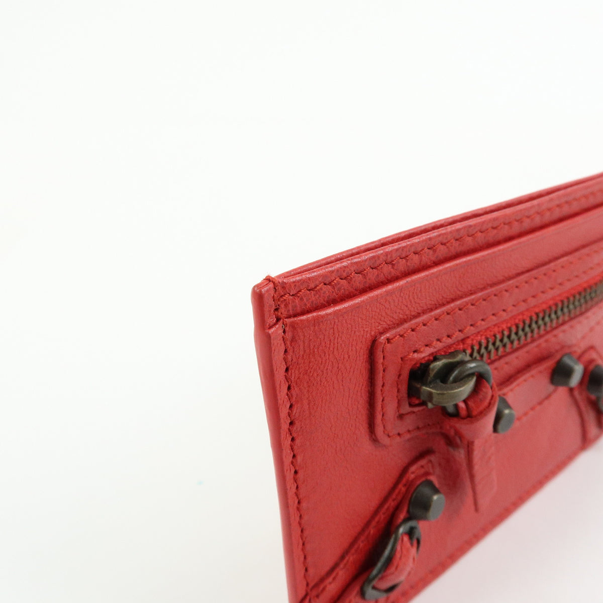 BALENCIAGA City Leather Card Case Red Black 253051