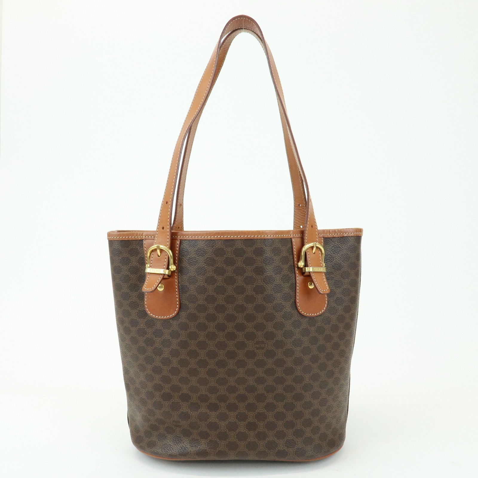 CELINE Macadam PVC Leather Tote Bag Hand Bag Brown