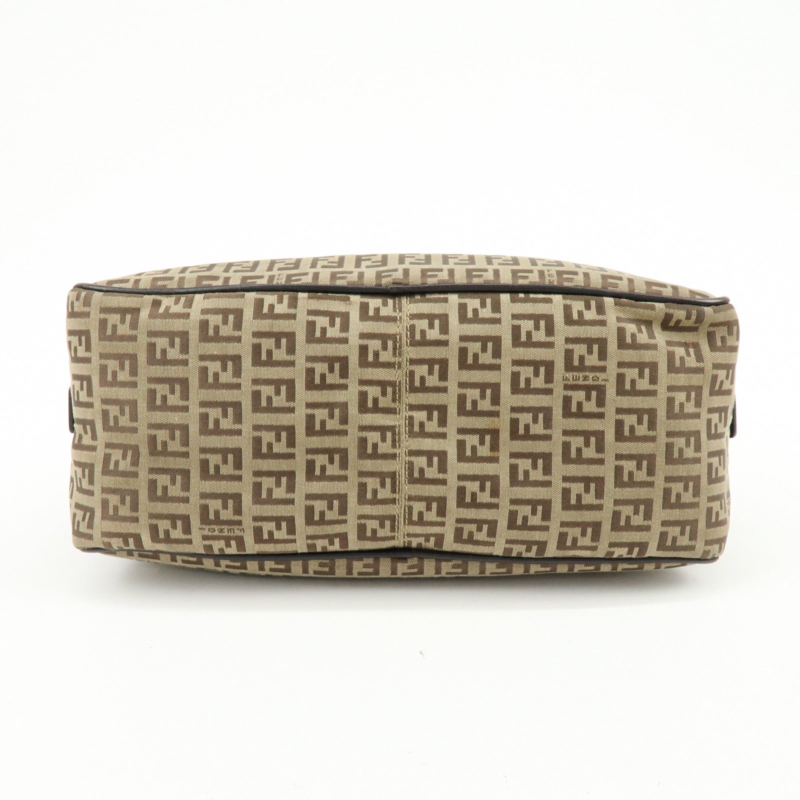 FENDI Zucchino Canvas Leather Boston Bag Shoulder Bag Beige 8BN005