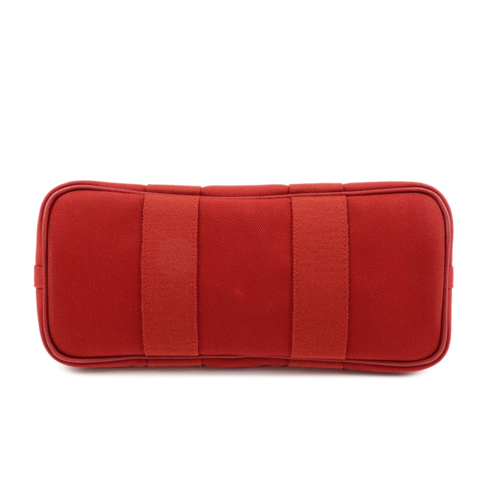 HERMES Valparaiso PM Toile Chevron Leather Hand Bag □J Stamped Red