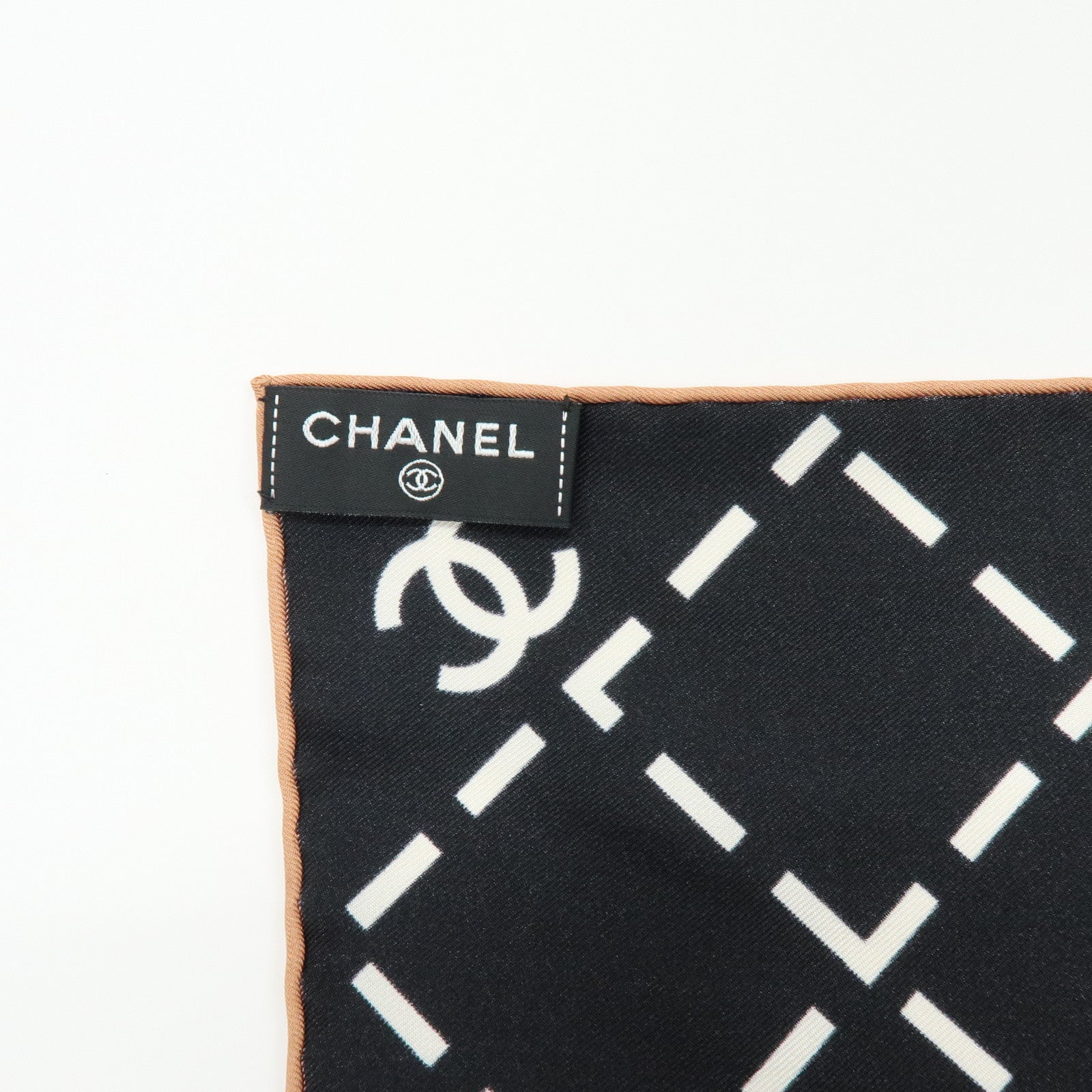 CHANEL COCO Mark Silk 100% Scarf CHANEL Lettering Gradation Black Pink
