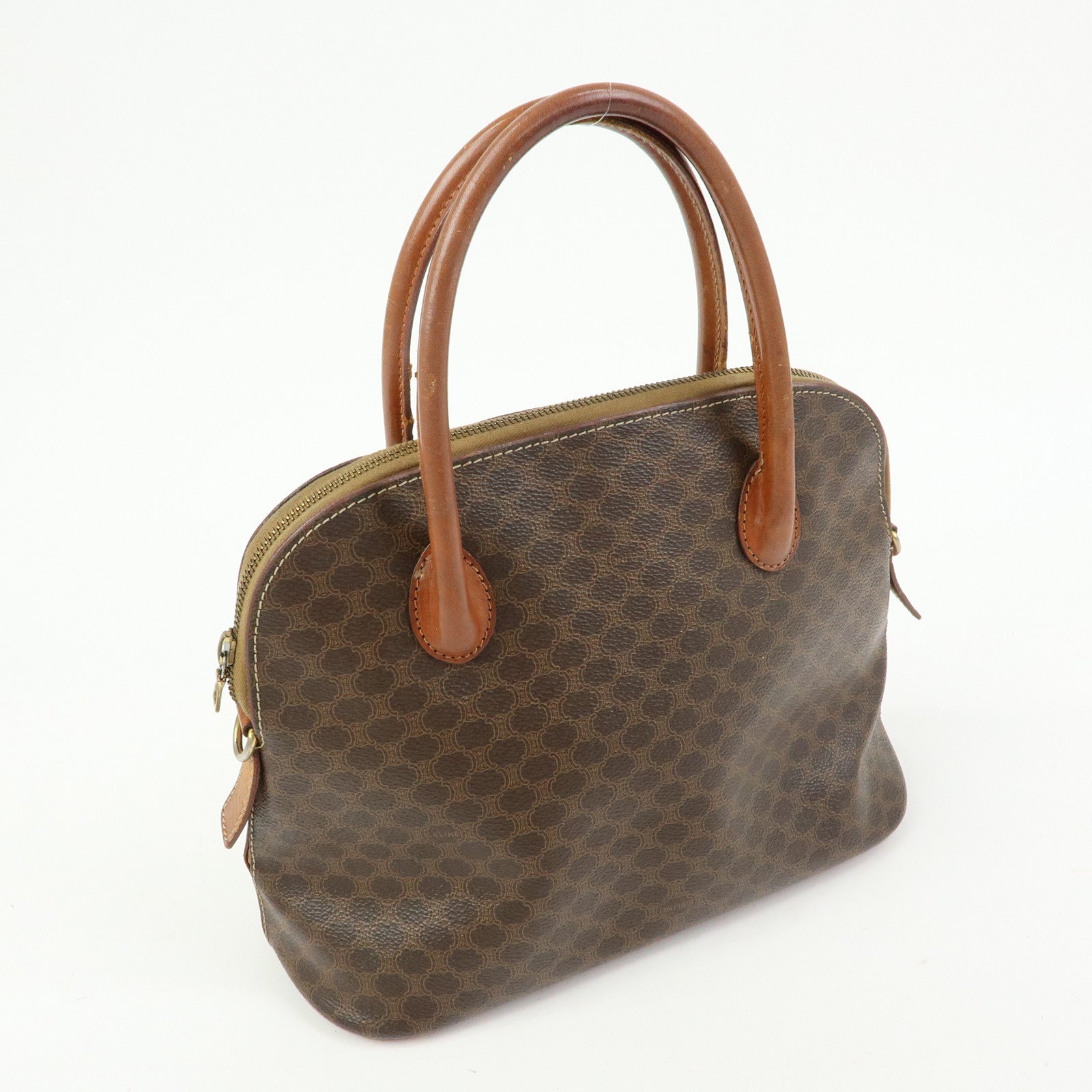 CELINE Macadam PVC Leather 2Way Bag Hand Bag Brown