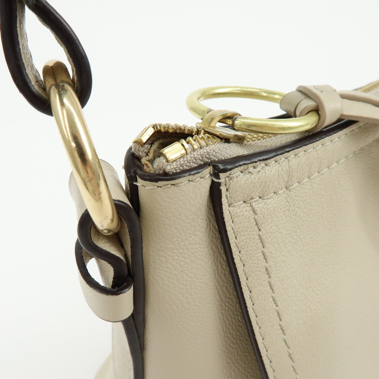 Chloe See By Chloe Joan Leather Shoulder Bag Hand Bag Beige