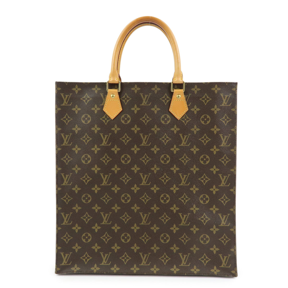 Louis Vuitton Monogram Sac Plat Tote Bag Hand Bag Brown M51140
