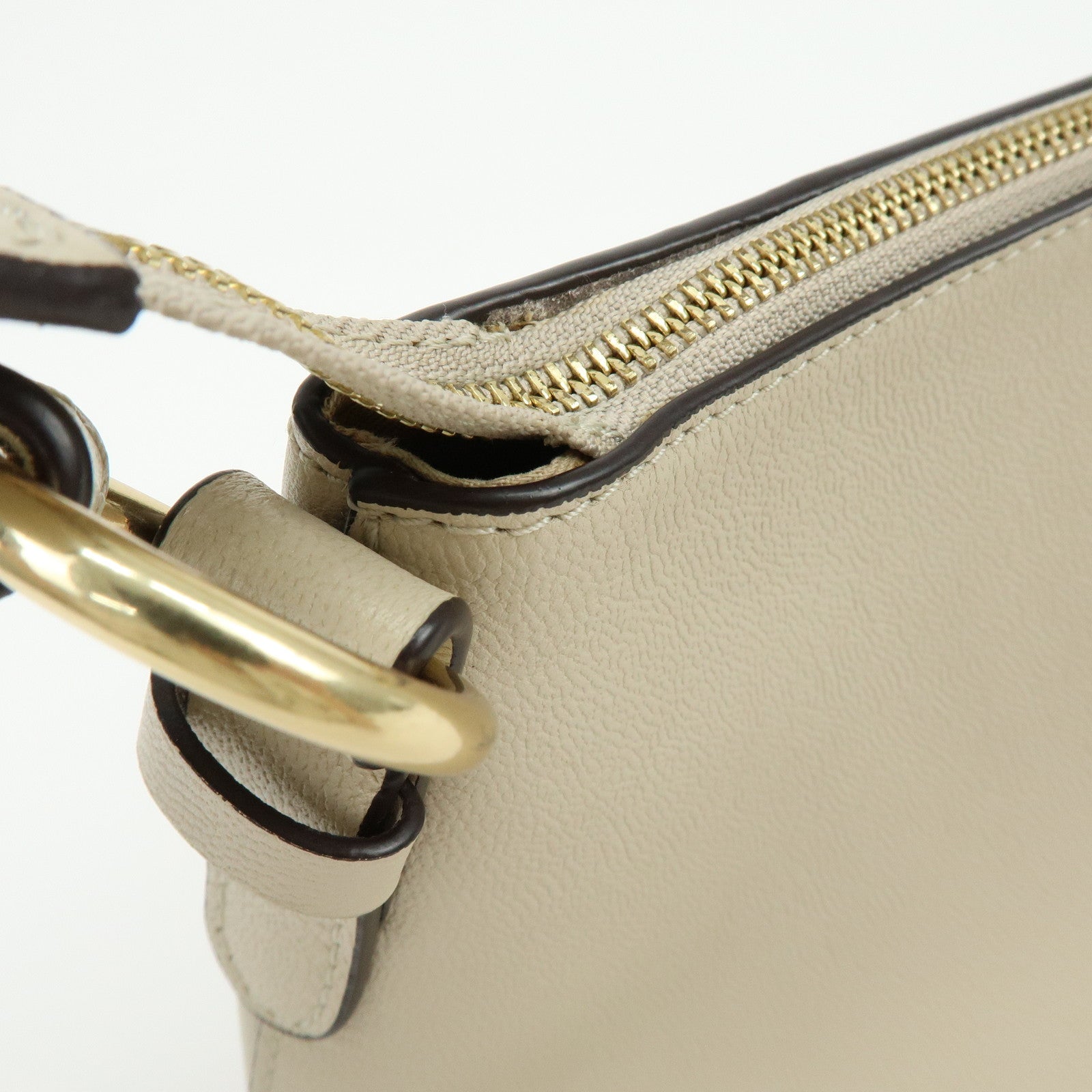 Chloe See By Chloe Joan Leather Shoulder Bag Hand Bag Beige