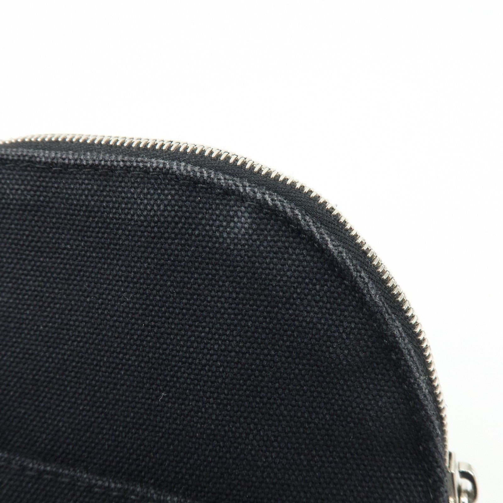 HERMES Bolide Pouch MM Cotton Leather Cosmetic Bag Black Brown