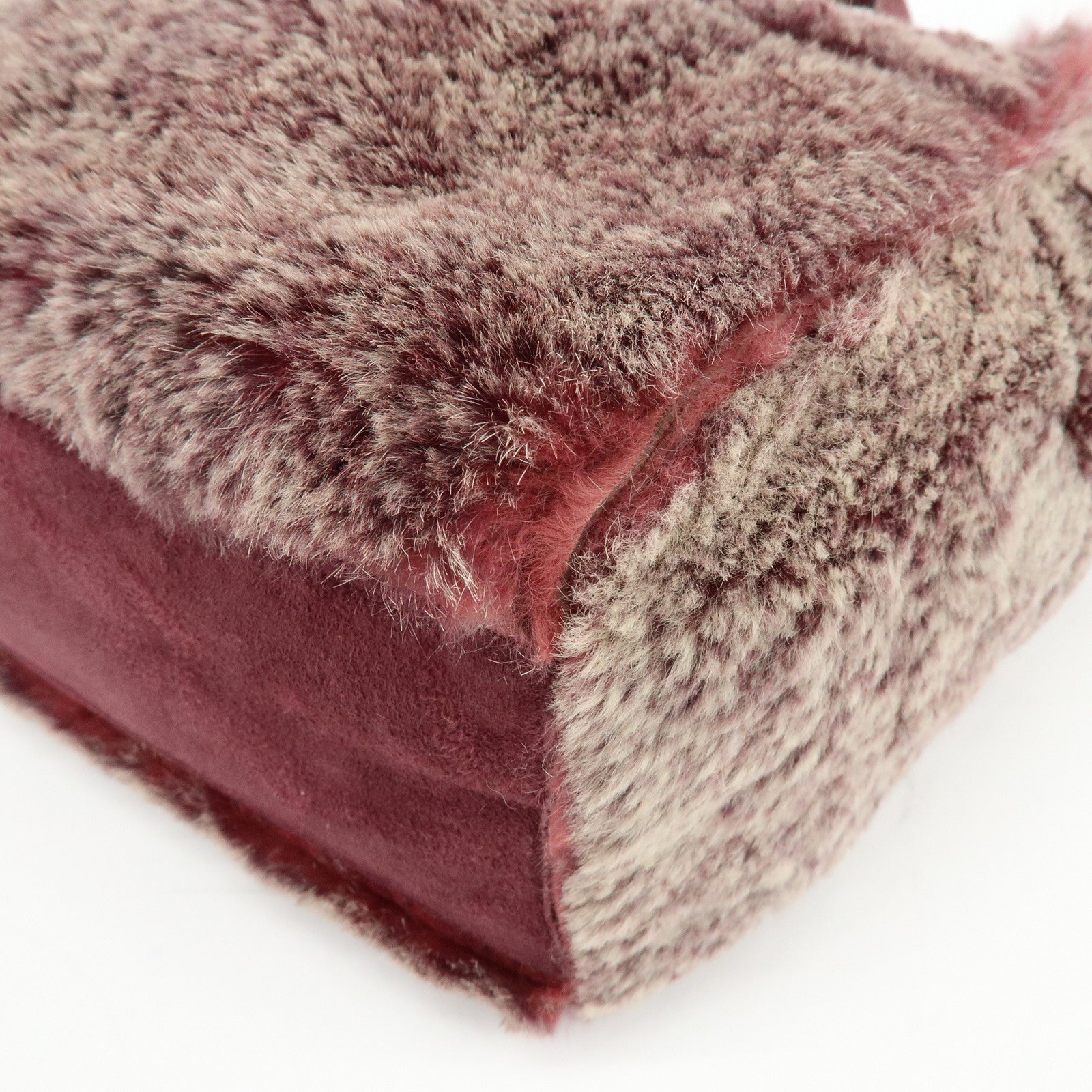 CHANEL COCO Mark Fur Suede Hand Bag Tote Bag Bordeaux Beige