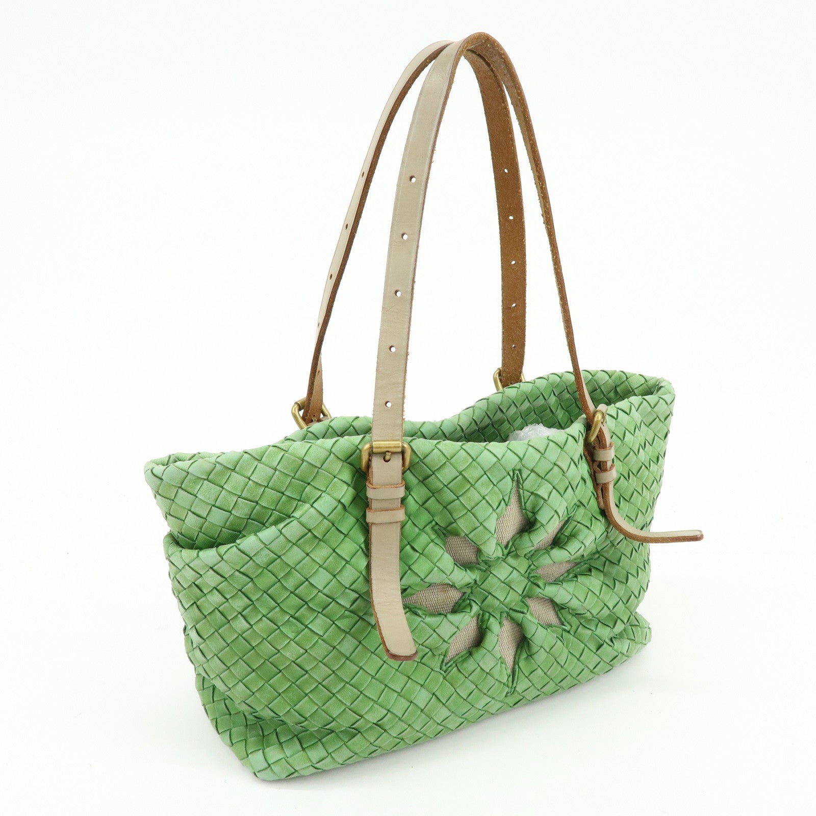 BOTTEGA VENETA Intrecciato Flower Shoulder Bag Tote Bag Green 169759