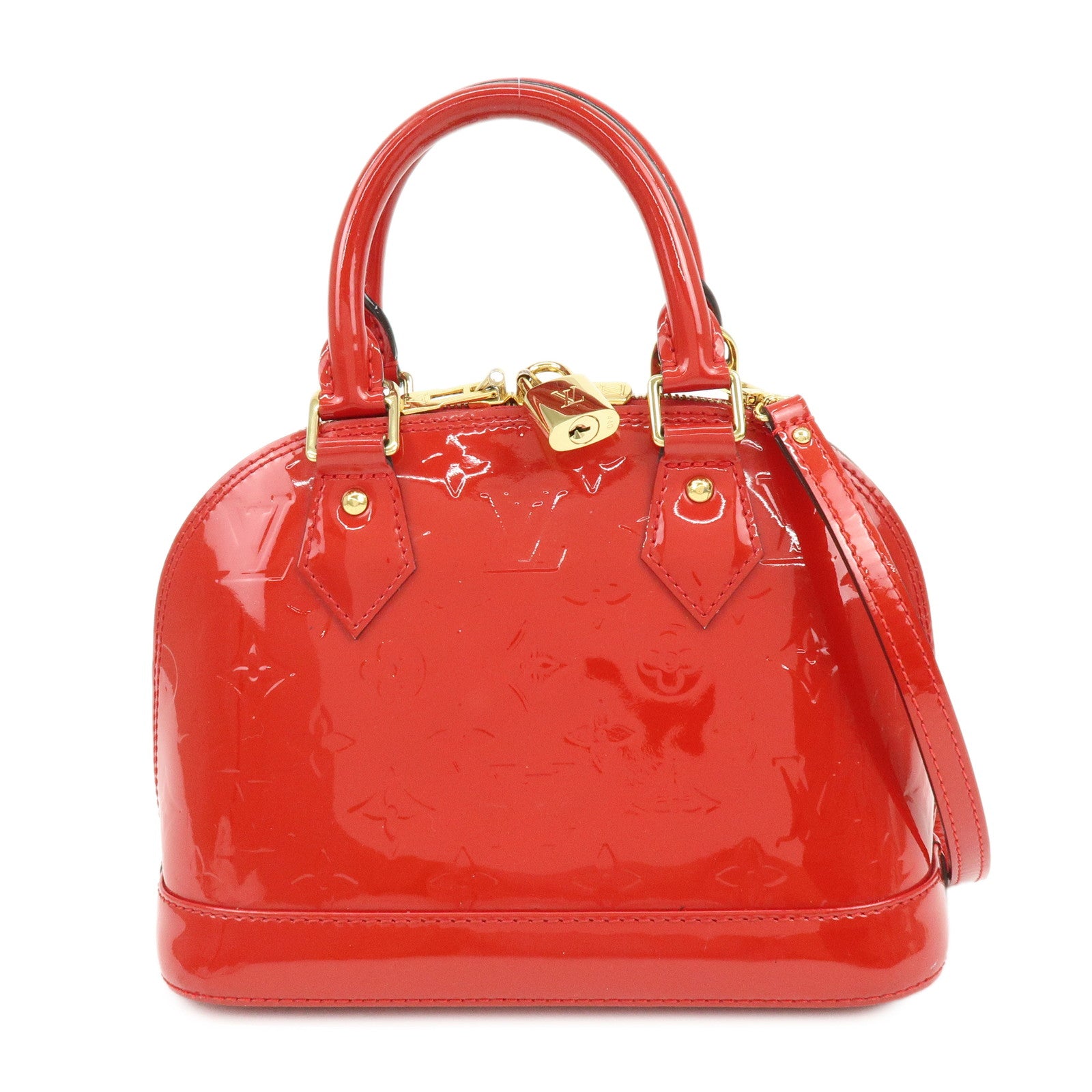 Louis Vuitton Monogram Vernis Alma BB 2Way Hand Bag Cerise M90174