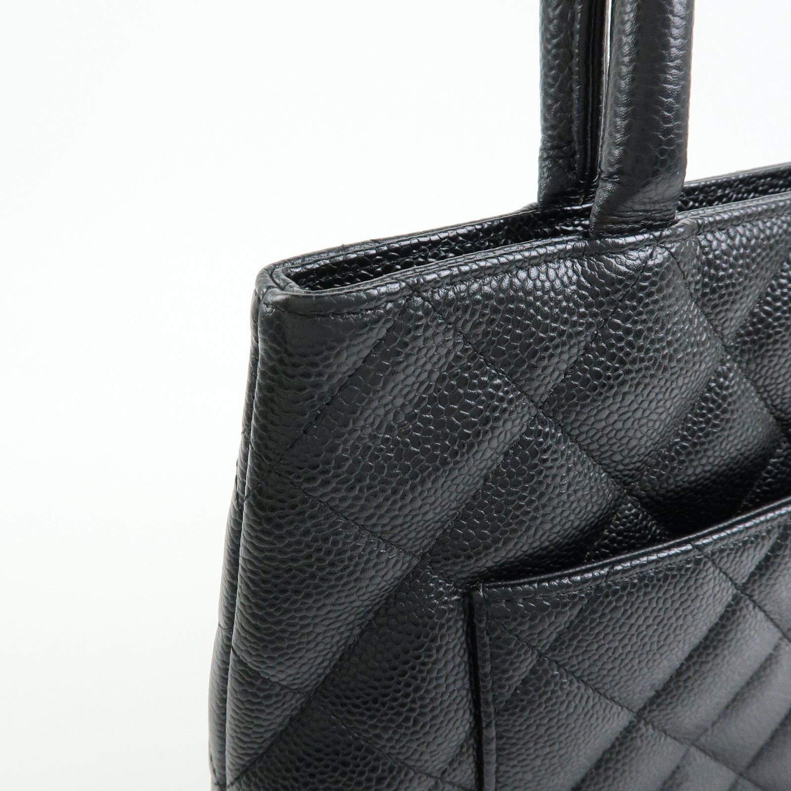 CHANEL Matelasse COCO Mark Medallion Tote Bag Hand Bag Black A01804