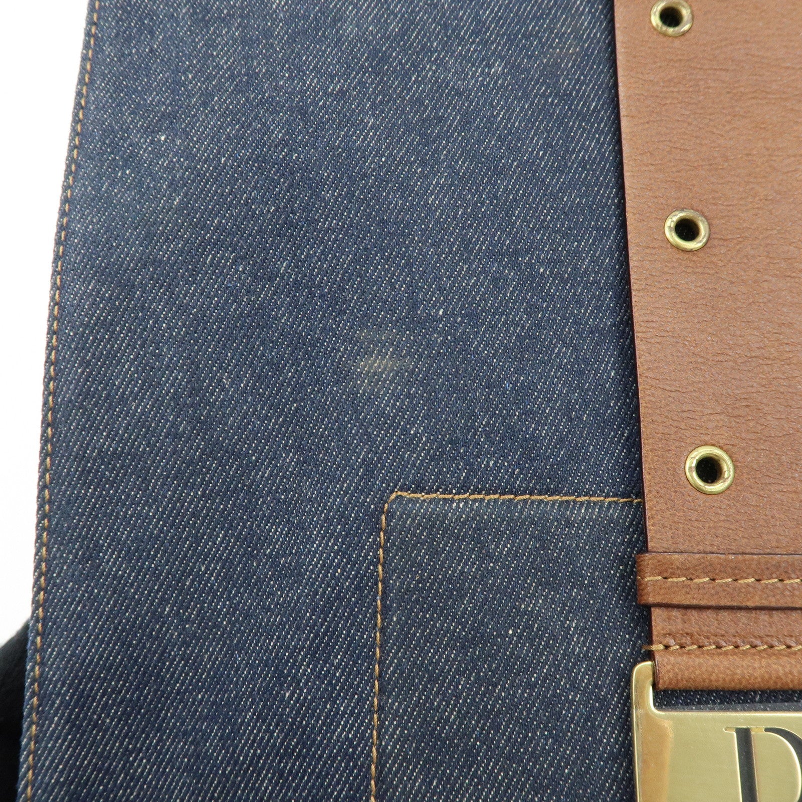 Christian Dior Street Chic Denim Leather Shoulder Bag Indigo Blue Brown