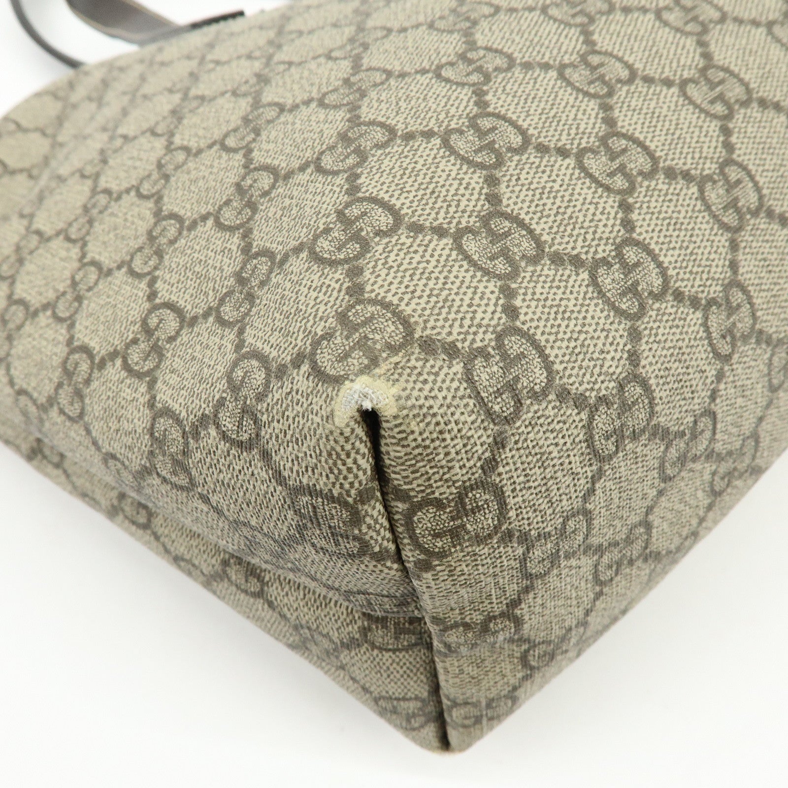 GUCCI GG Supreme Leather Tote Bag Shoulder Bag Beige Brown 211137