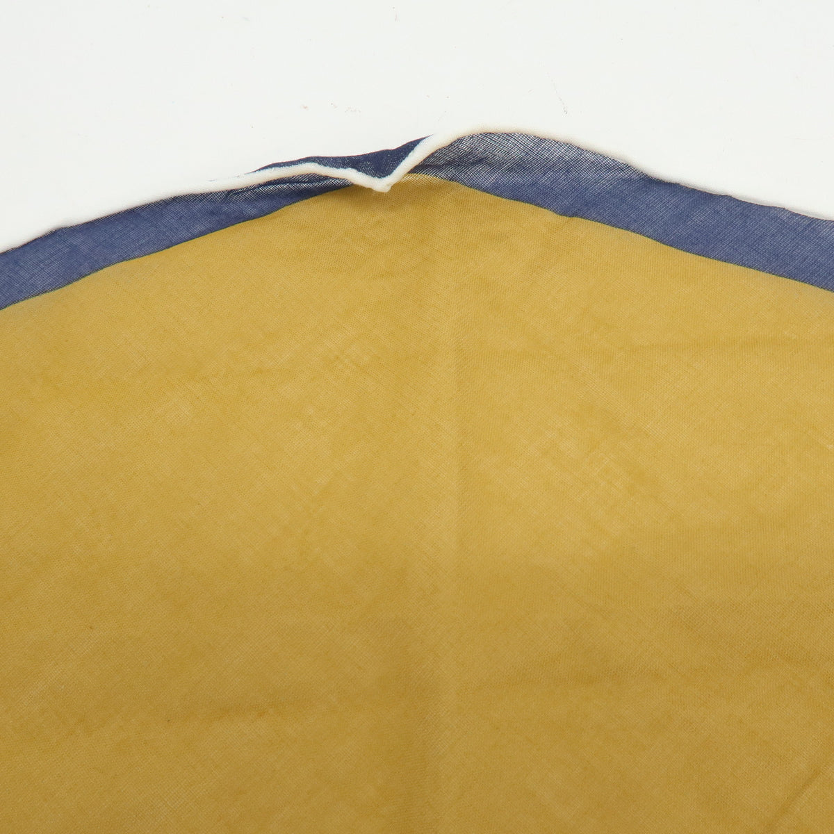 HERMES Cotton 100% Pointu Scarf Mustard Navy White