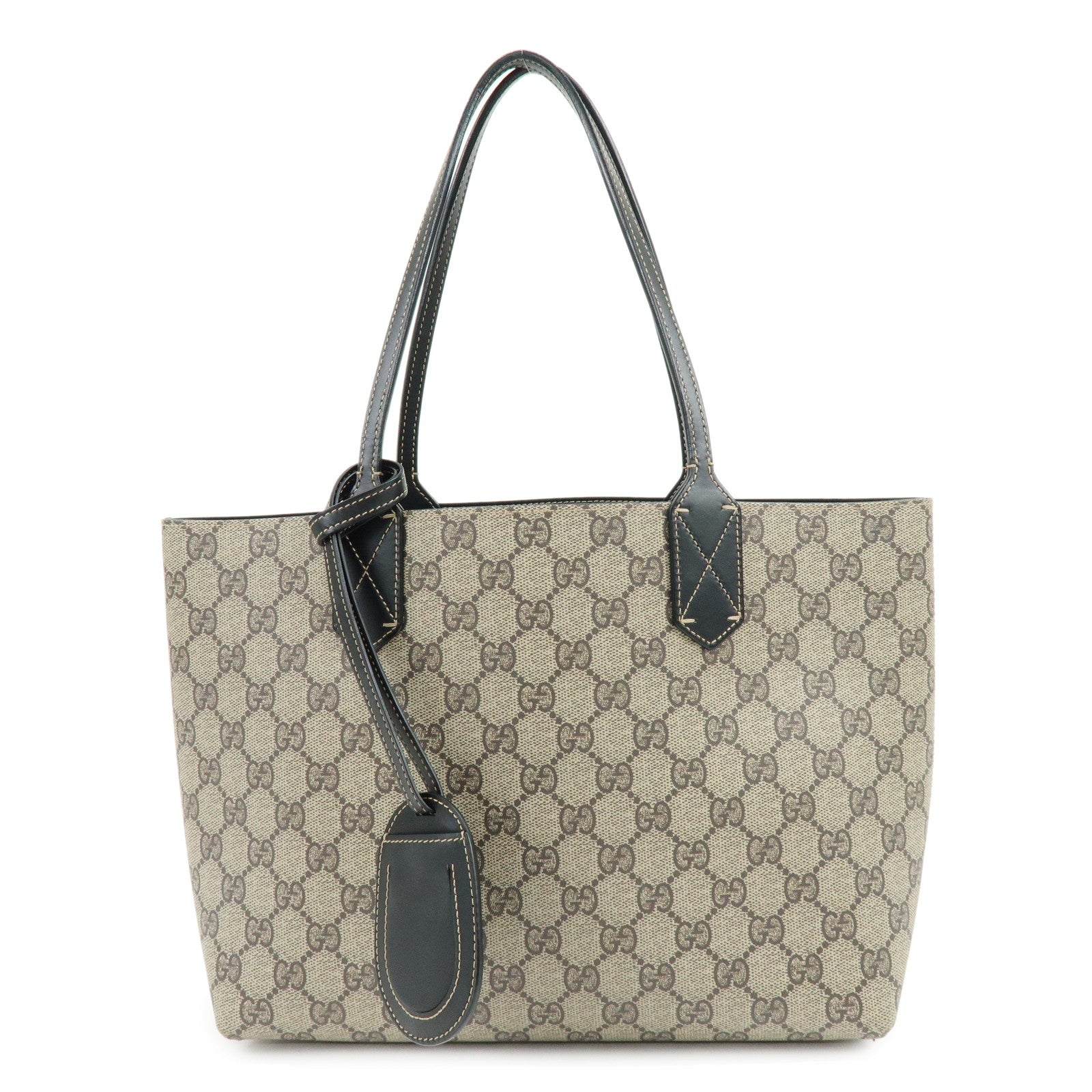 GUCCI GG Supreme Leather Reversible Tote Bag Hand Bag Beige 372618