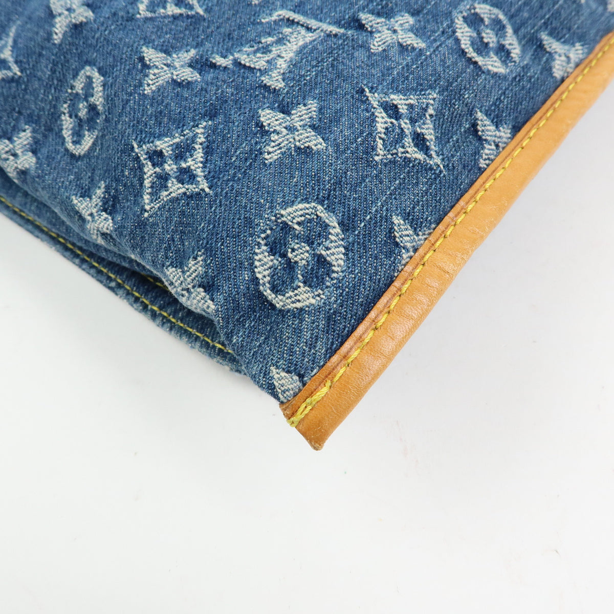 Louis Vuitton Monogram Denim Flat Shopper Tote Bag Blue M95018