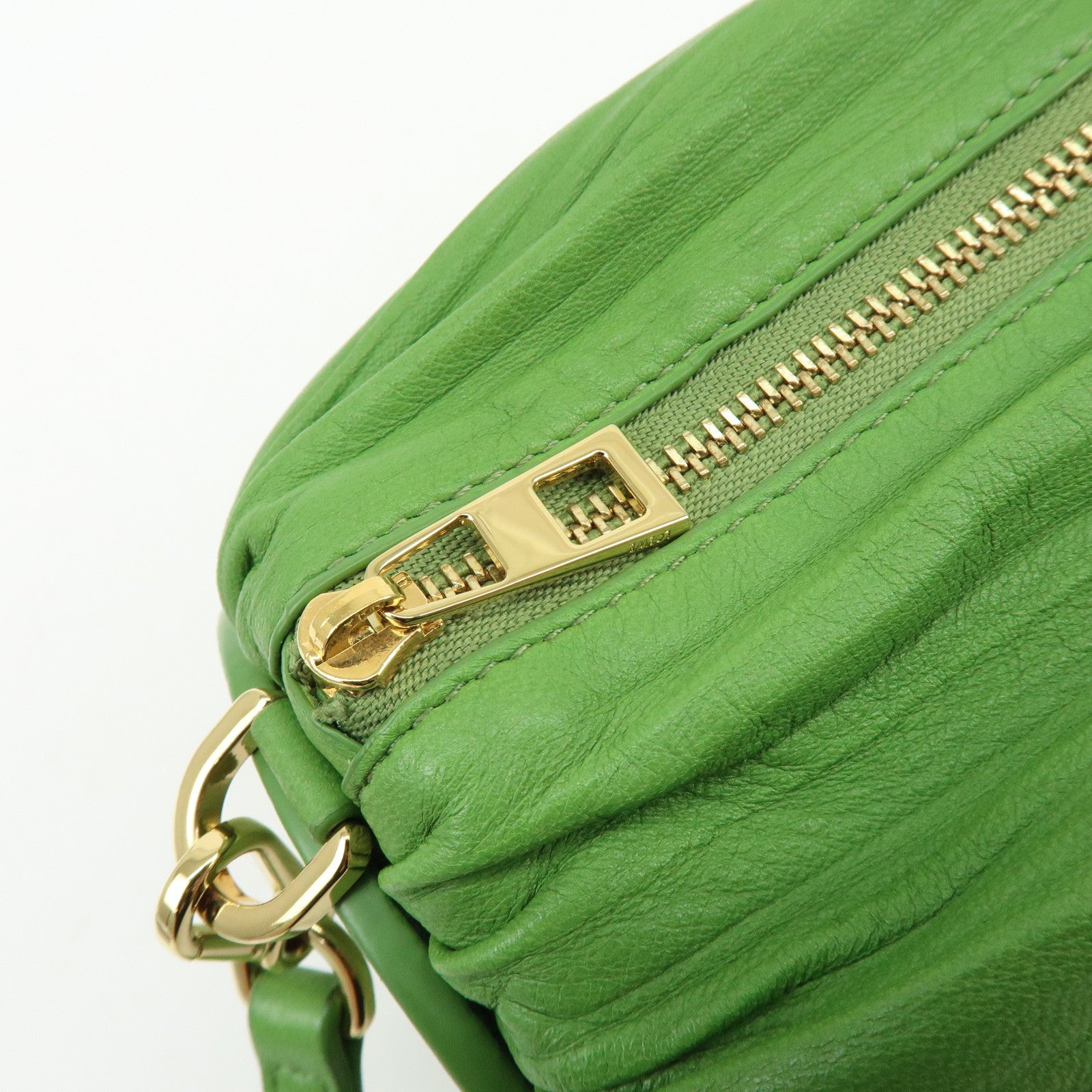 LOEWE Anagram Nappa Leather Shoulder Bag Bracelet Pouch Green