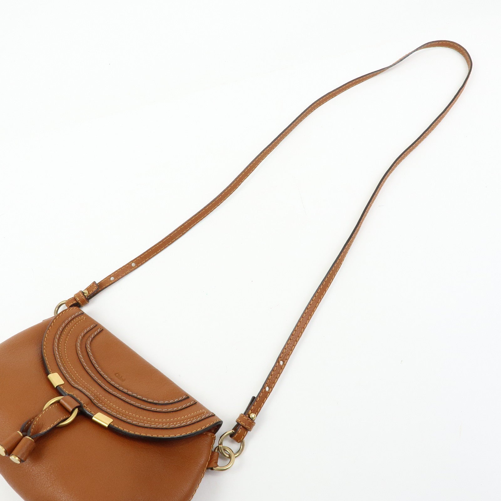 Chloe Marcie Leather Shoulder Bag Crossbody Bag Brown