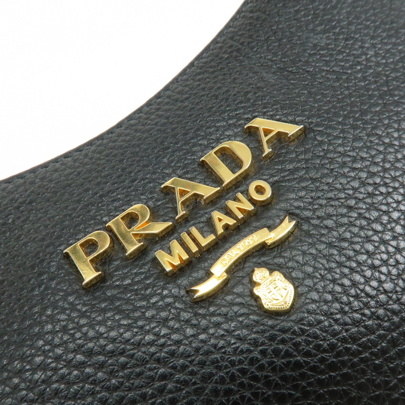 PRADA Vitello Phenix Leather Shoulder Bag Crossbody Bag Black 1BC180
