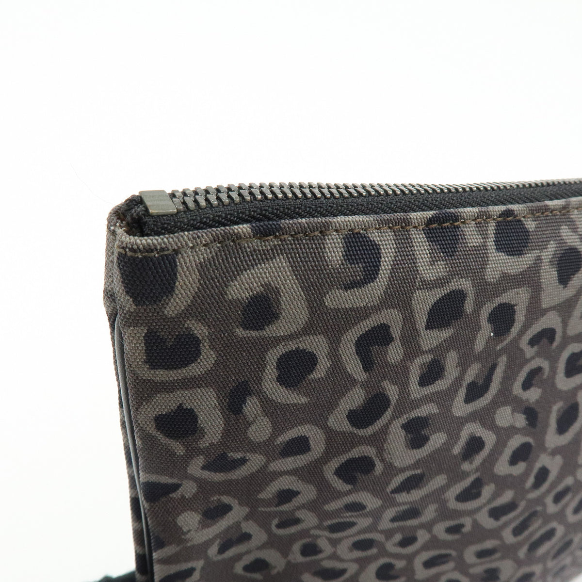 GUCCI Canvas Leather Clutch Bag Leopard Grey Black 353478