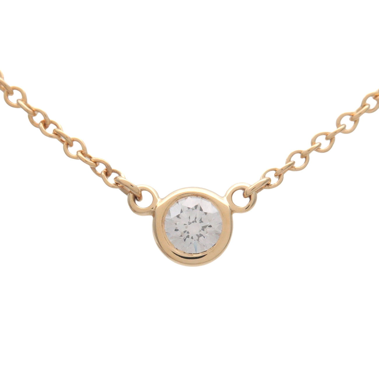 Tiffany & Co By The Yard 1P Diamond Necklace K18 750YG Yellow Gold