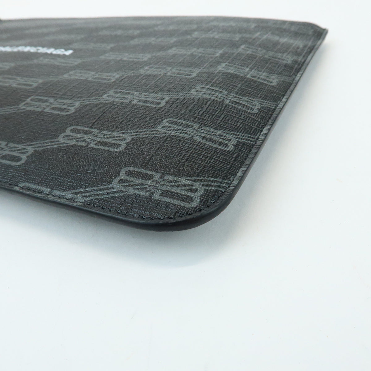 BALENCIAGA Signature PVC Leather Clutch Bag Flat Pouch Black 702627