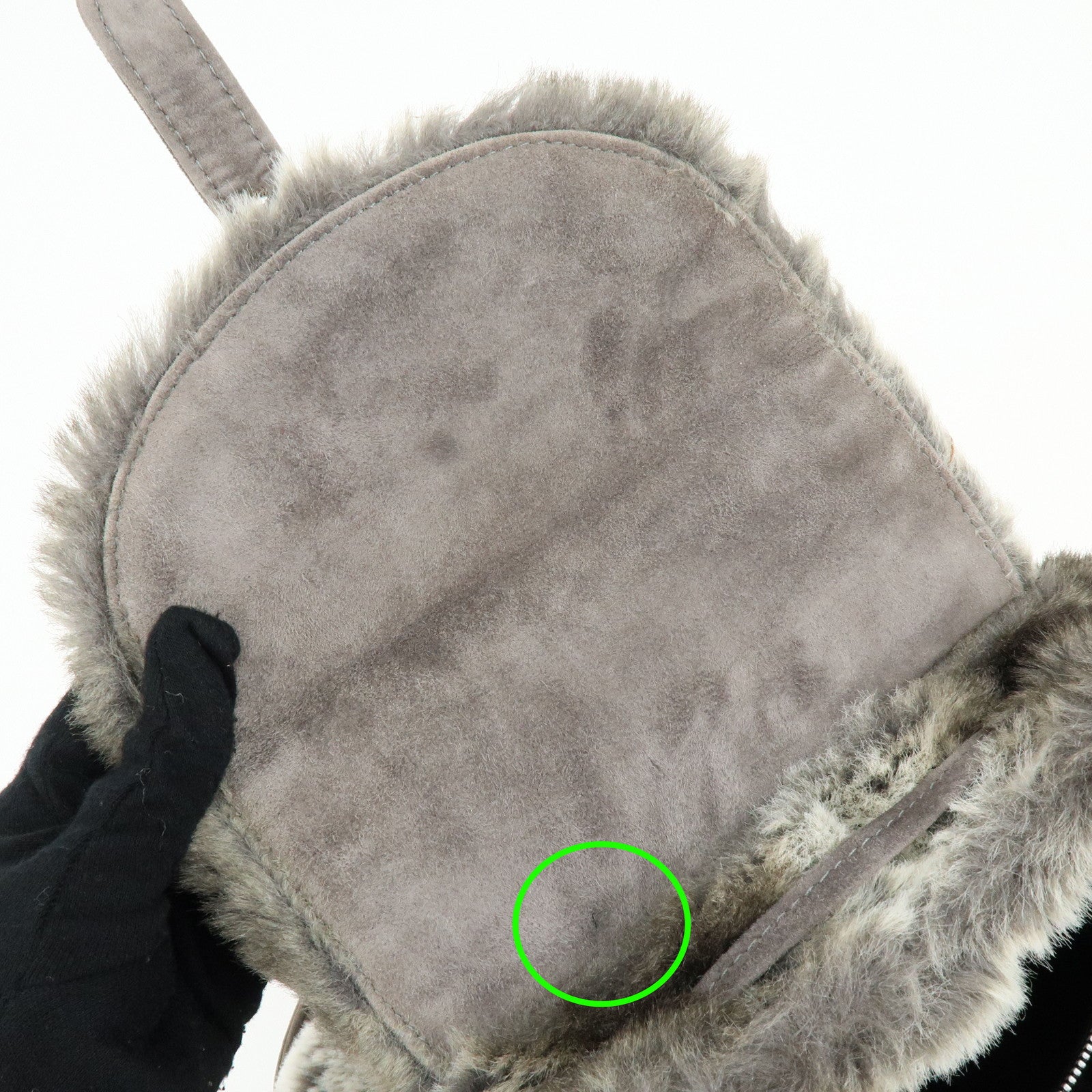 FENDI Zucca Mink like Fur Suede Backpack Rucksuck Gray