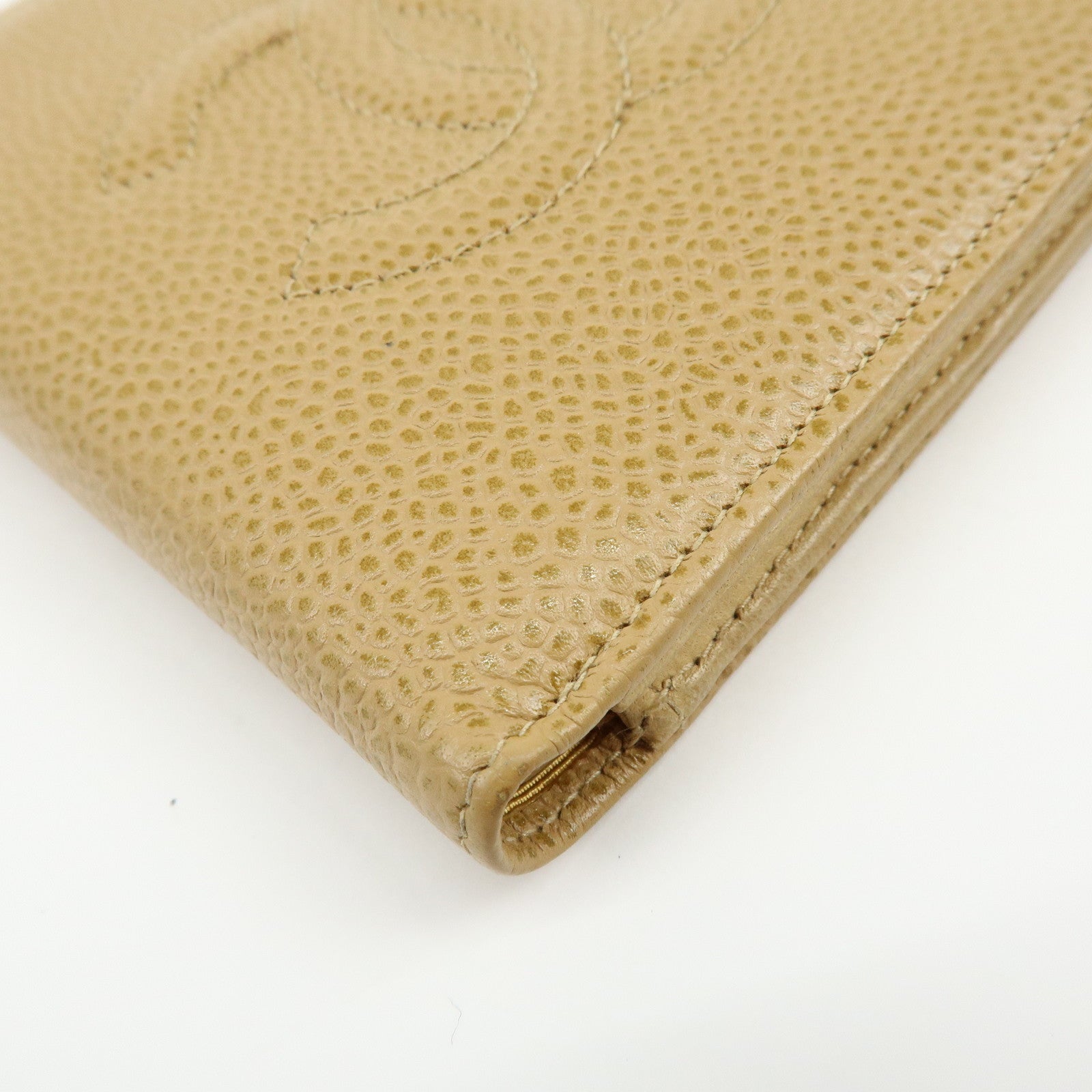 CHANEL COCO Mark Caviarskin Compact Wallet Beige