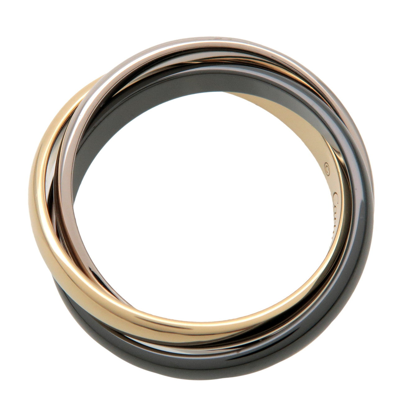 Cartier Trinity Ring SM K18 Black Ceramic 750YG/WG #50 US5.5 EU50 HK12