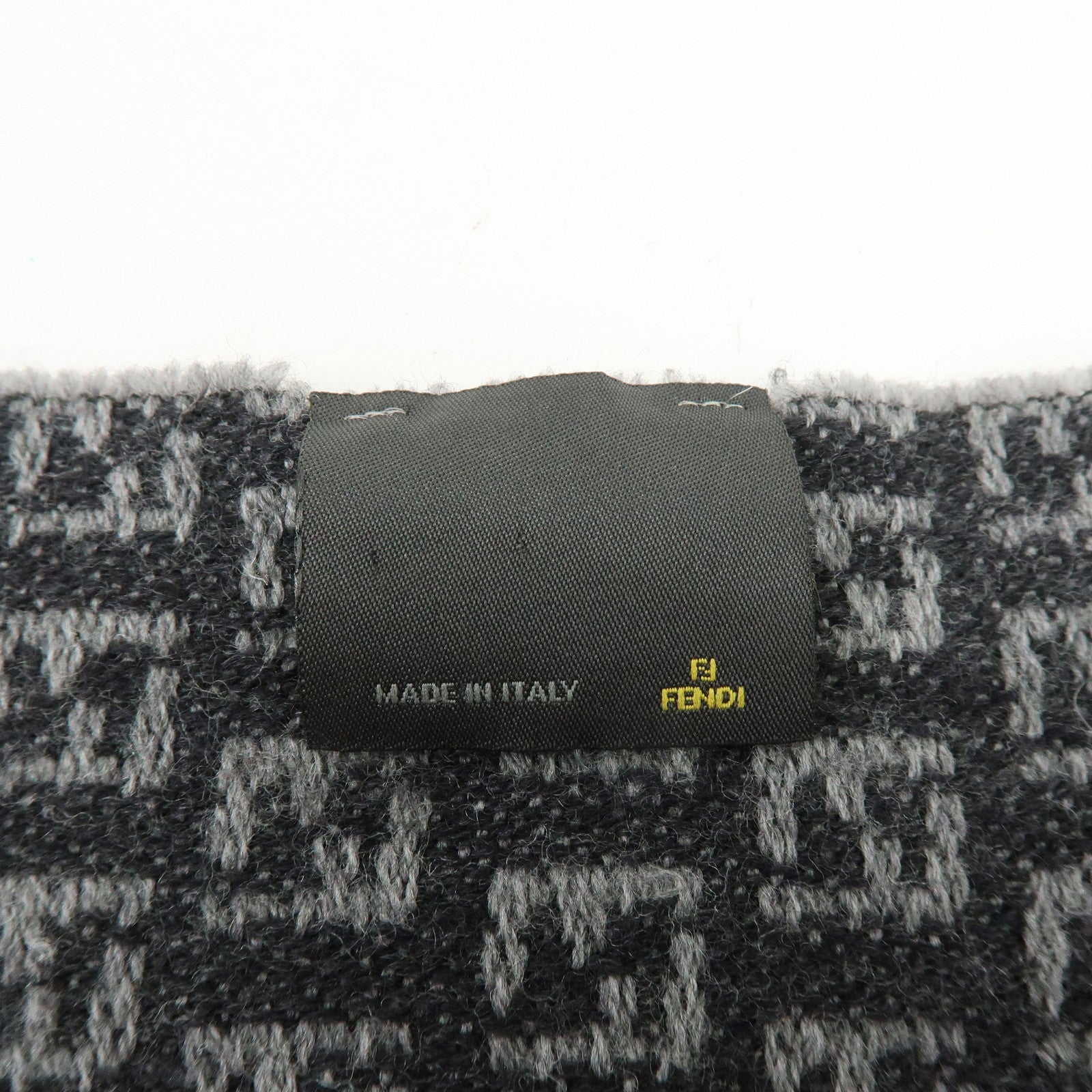 FENDI Set of 2 Zucca Zucchino Wool 100% Scarf Stole Black Gray