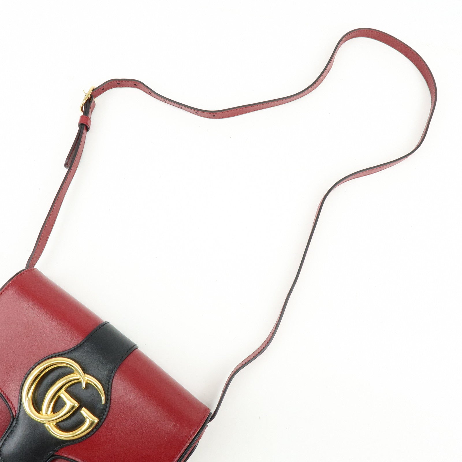 GUCCI Double G Arli Leather Shoulder Bag Crossbody Bag Red 550129