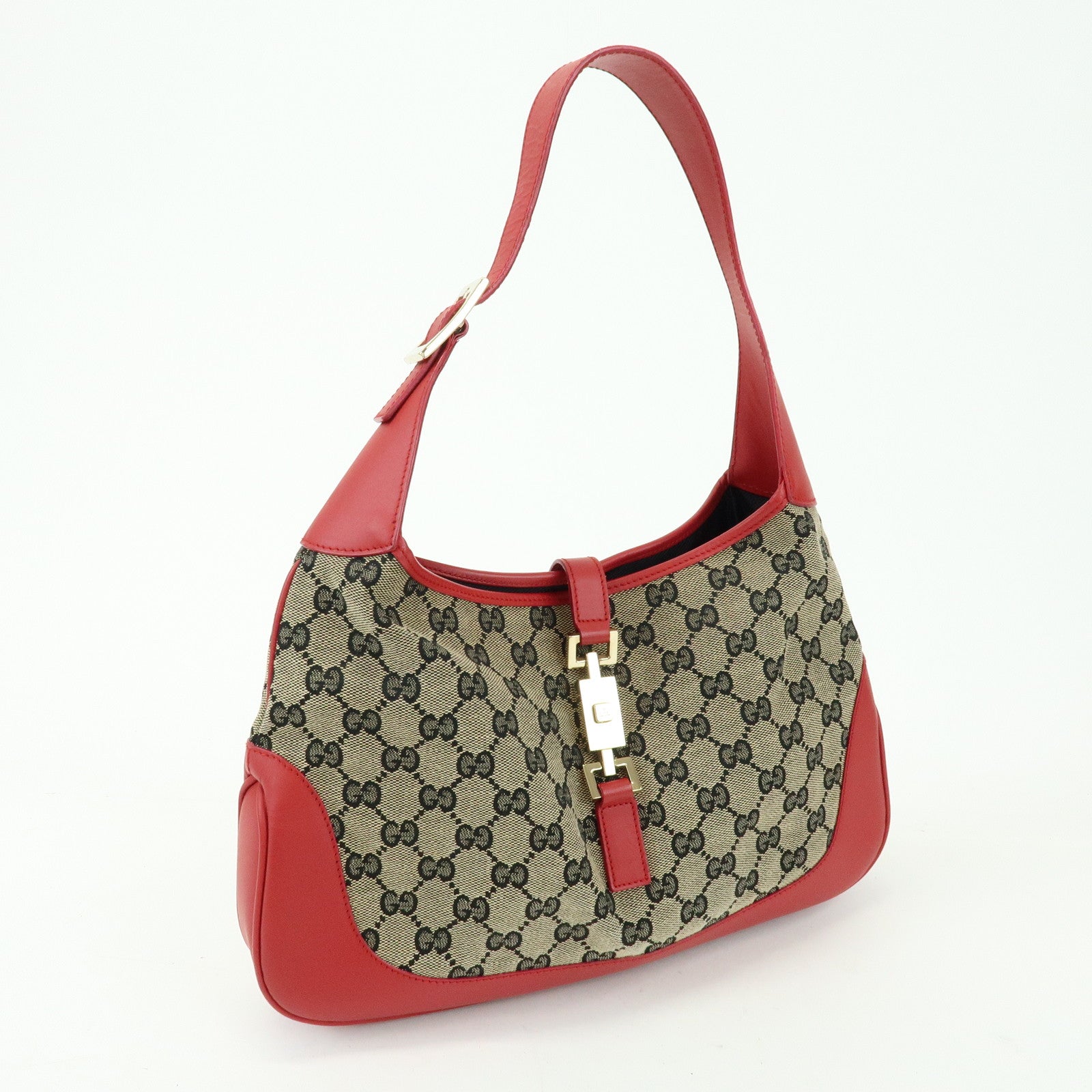 GUCCI Jackie GG Canvas Leather Shoulder Bag Hand Bag Beige 001.3306