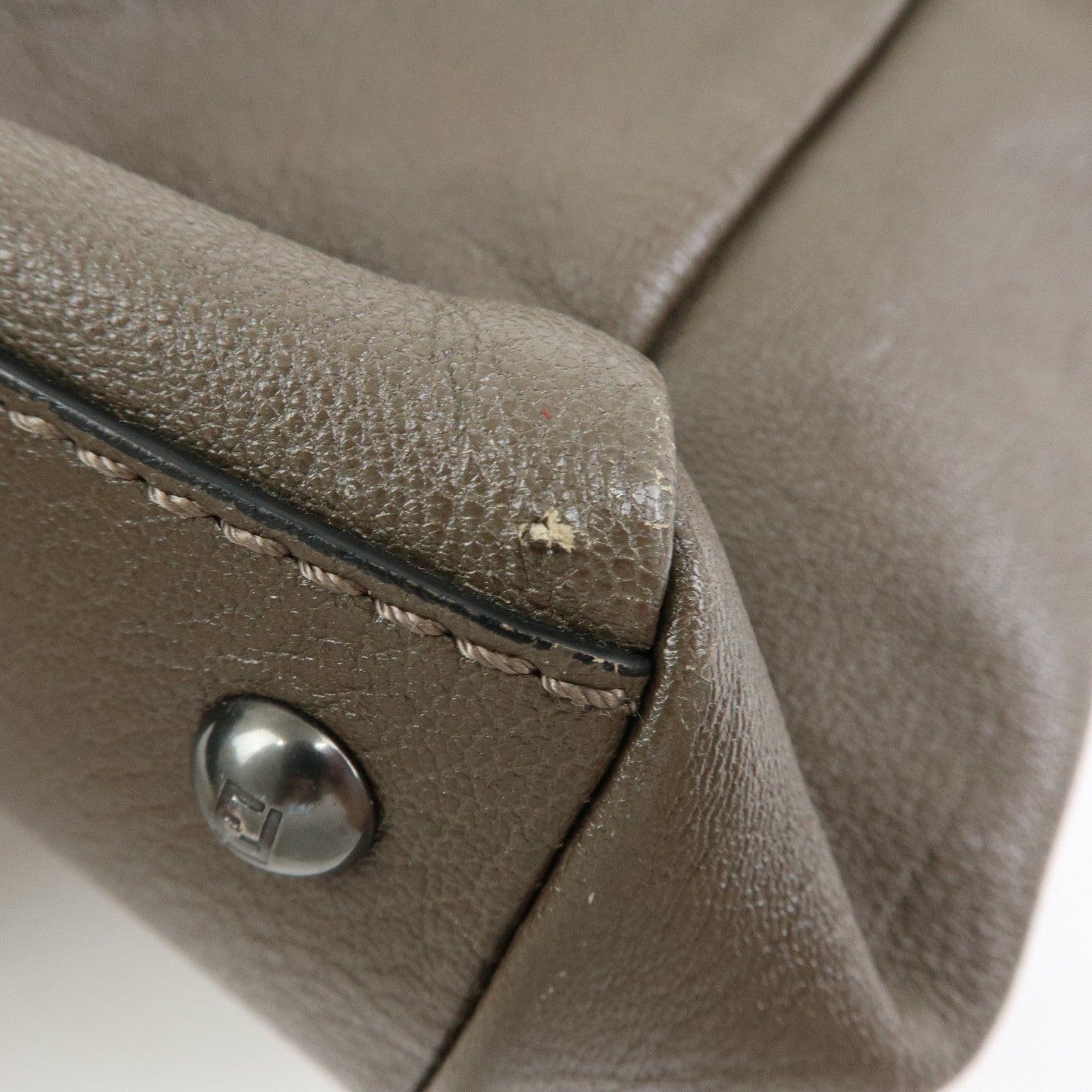 FENDI Peekaboo Large Leather 2Way Bag Shoulder Bag Brown 8BN210