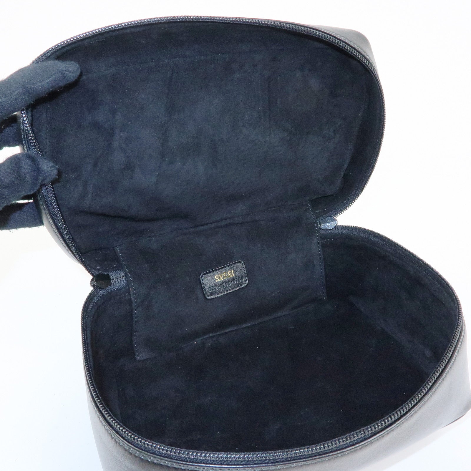 GUCCI Horsebit Leather Vanity Bag Cosmetic Bag Black 03217050140