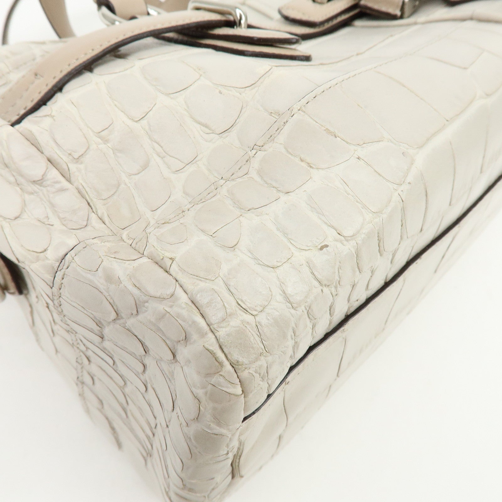 COACH Ergo Embossed Leather Shoulder Bag Hand Bag Ivory Brown Lot