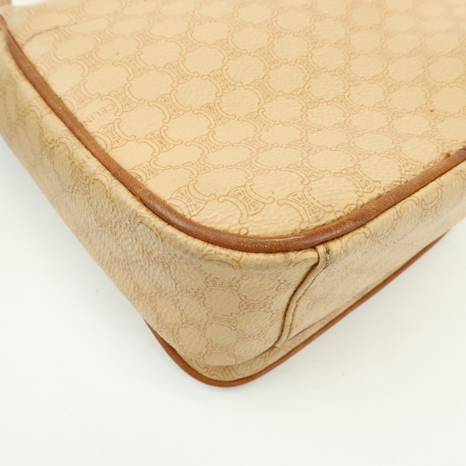 CELINE Macadam PVC Leather Shoulder Bag Crossbody Bag Beige Camel