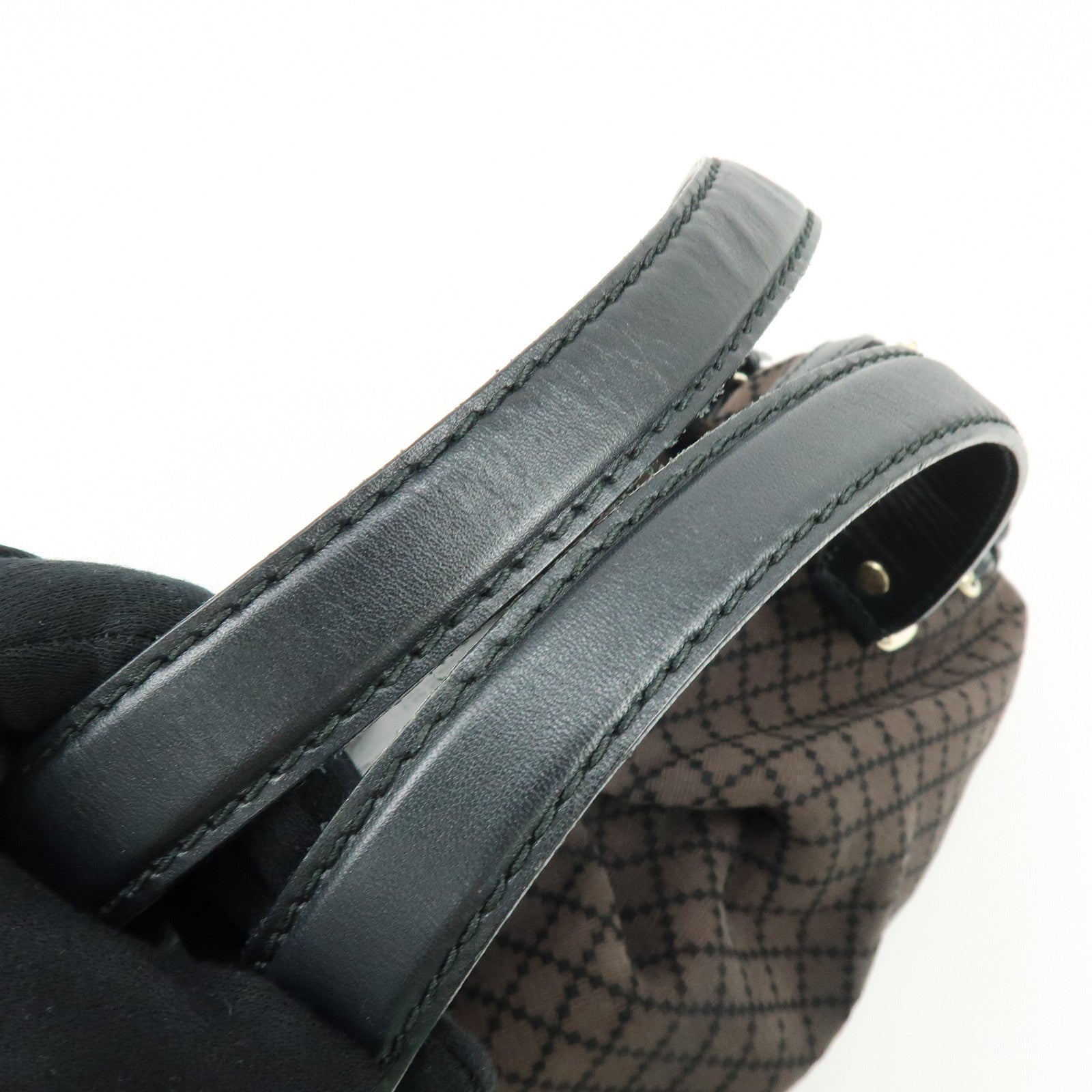 GUCCI Diamante Canvas Leather Shoulder Bag Boston Bag Black 269930