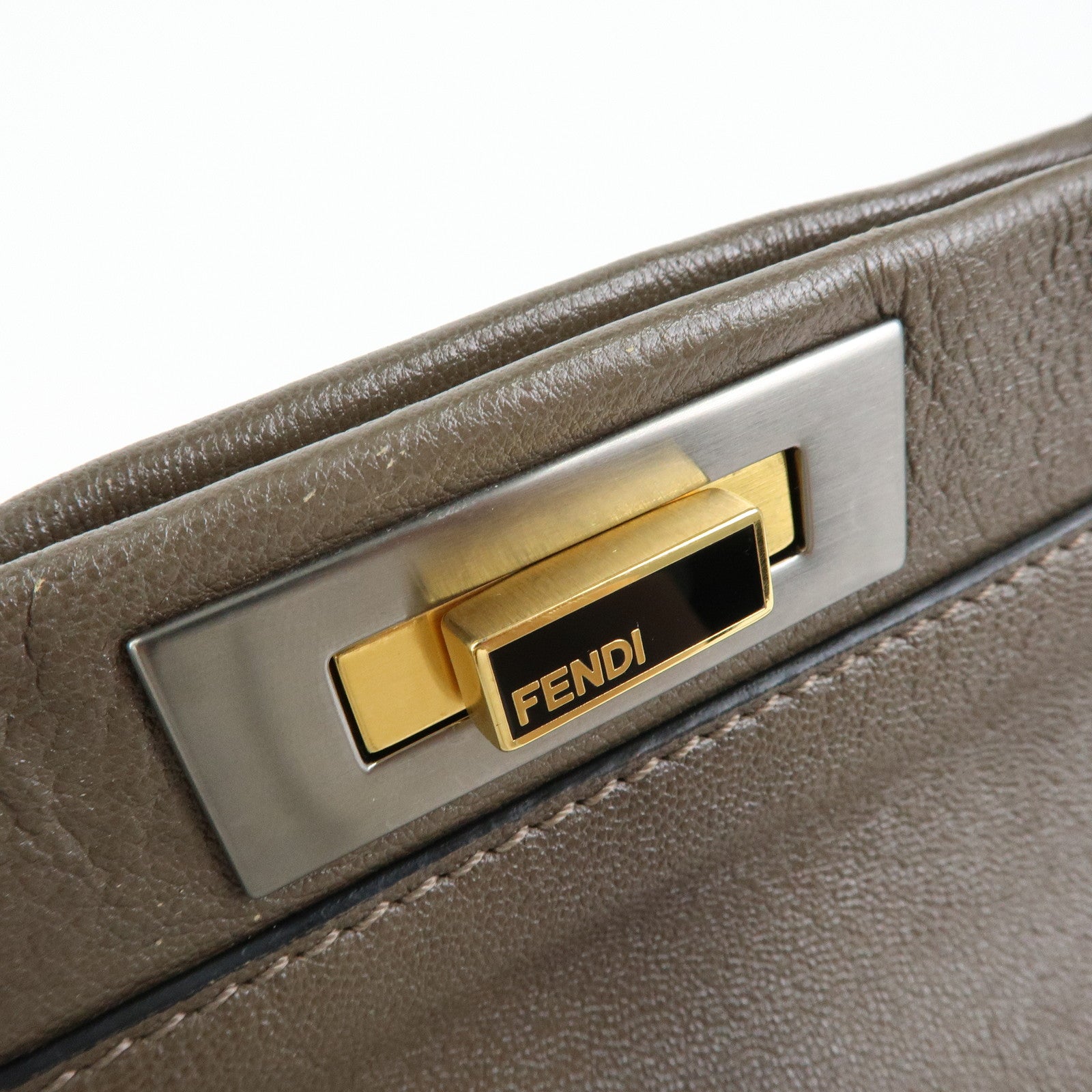 FENDI Peekaboo Large Leather 2Way Bag Shoulder Bag Brown 8BN210