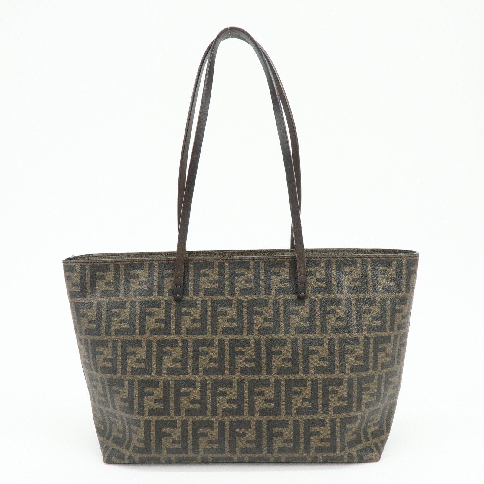FENDI Zucca PVC Leather Tote Bag Shoulder Bag Brown 8BH198