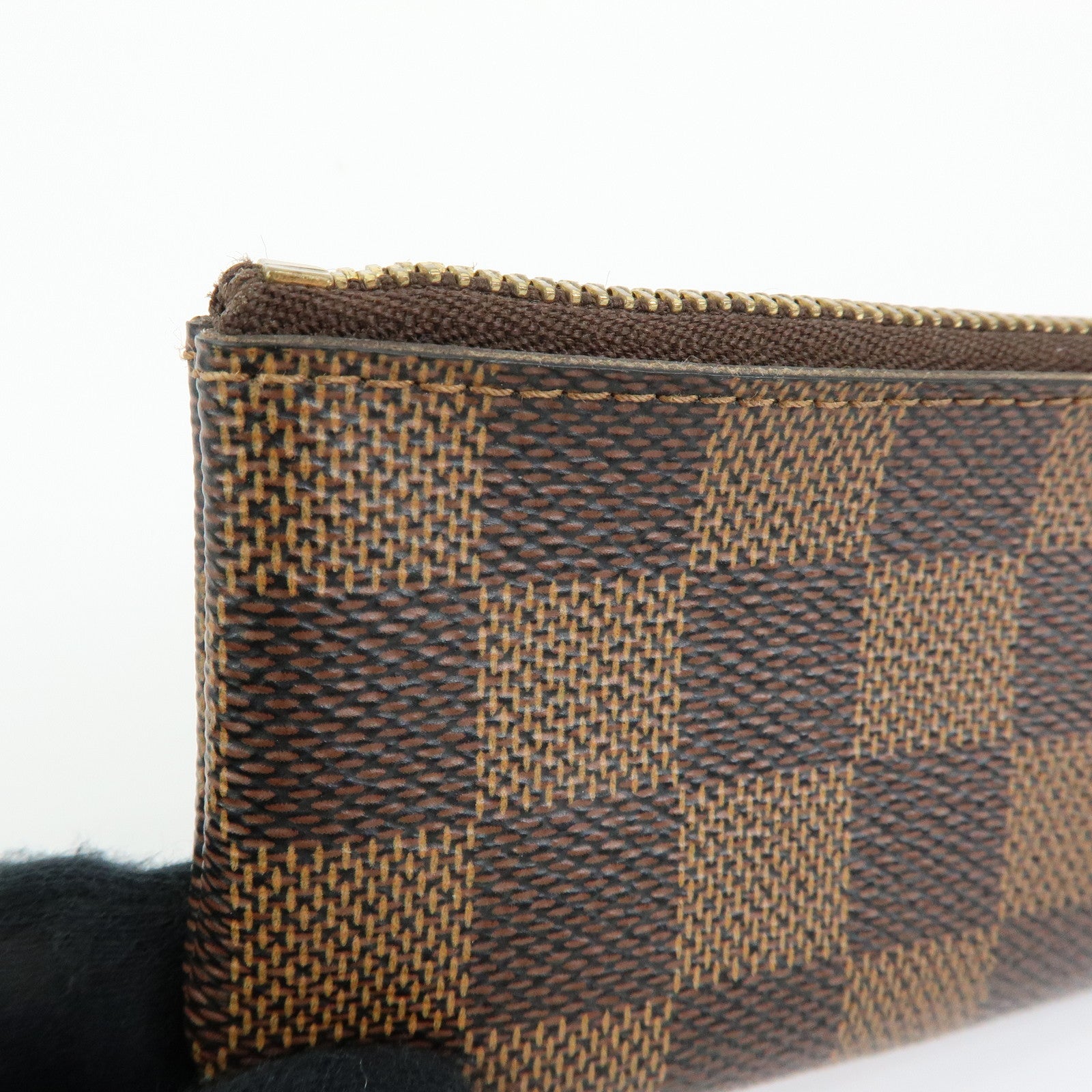 Louis Vuitton Damier Canvas Pochette Cles Coin Case Brown Ebene N62658