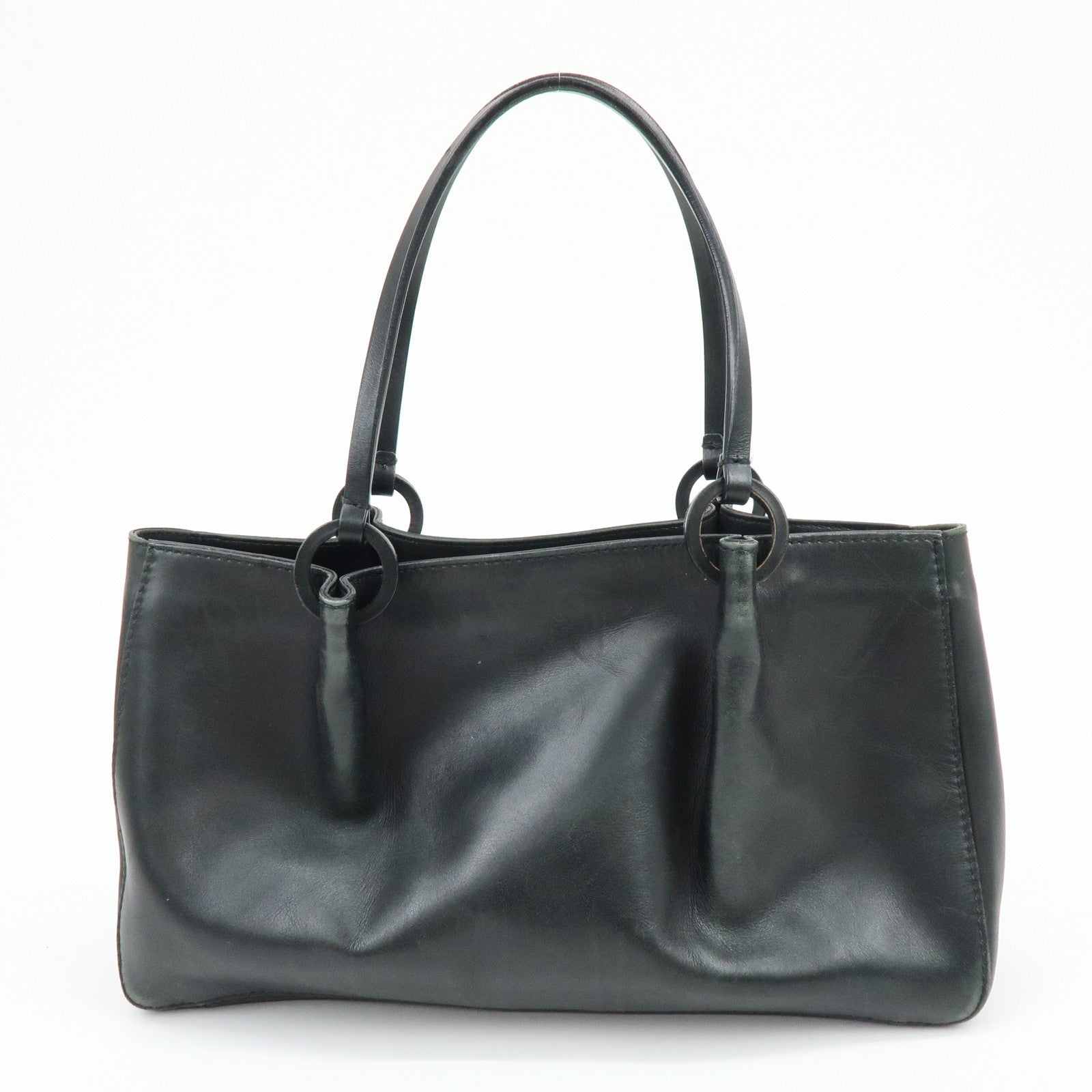 GUCCI Leather Tote Bag Shoulder Bag Hand Bag Black 94898