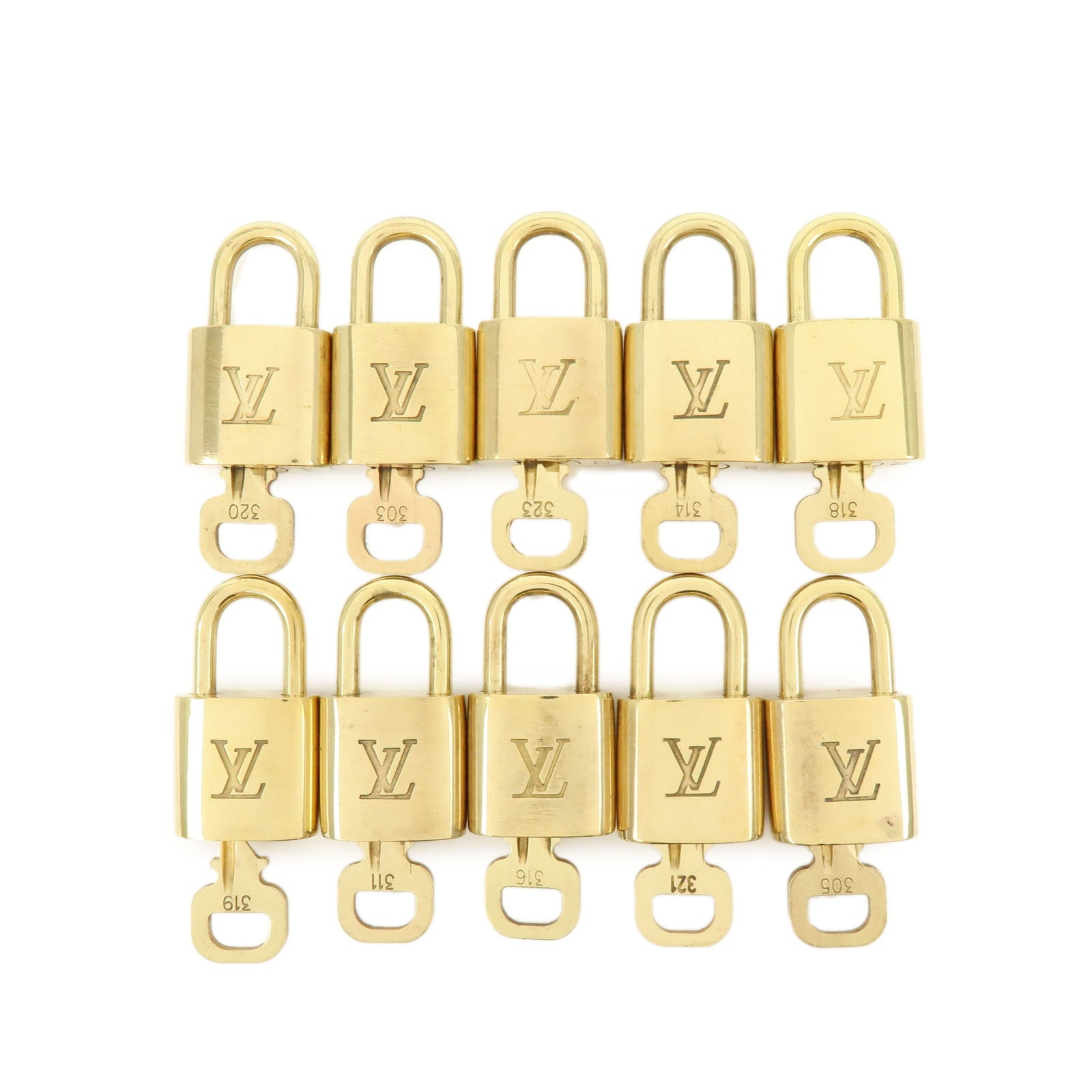 Louis Vuitton Lot of 10 Lock & Key Cadena Key Lock Gold