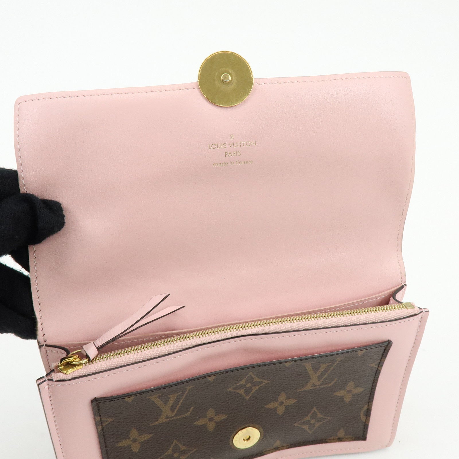 Louis Vuitton Monogram Portefeuille Flore Chain Wallet Pink M67405