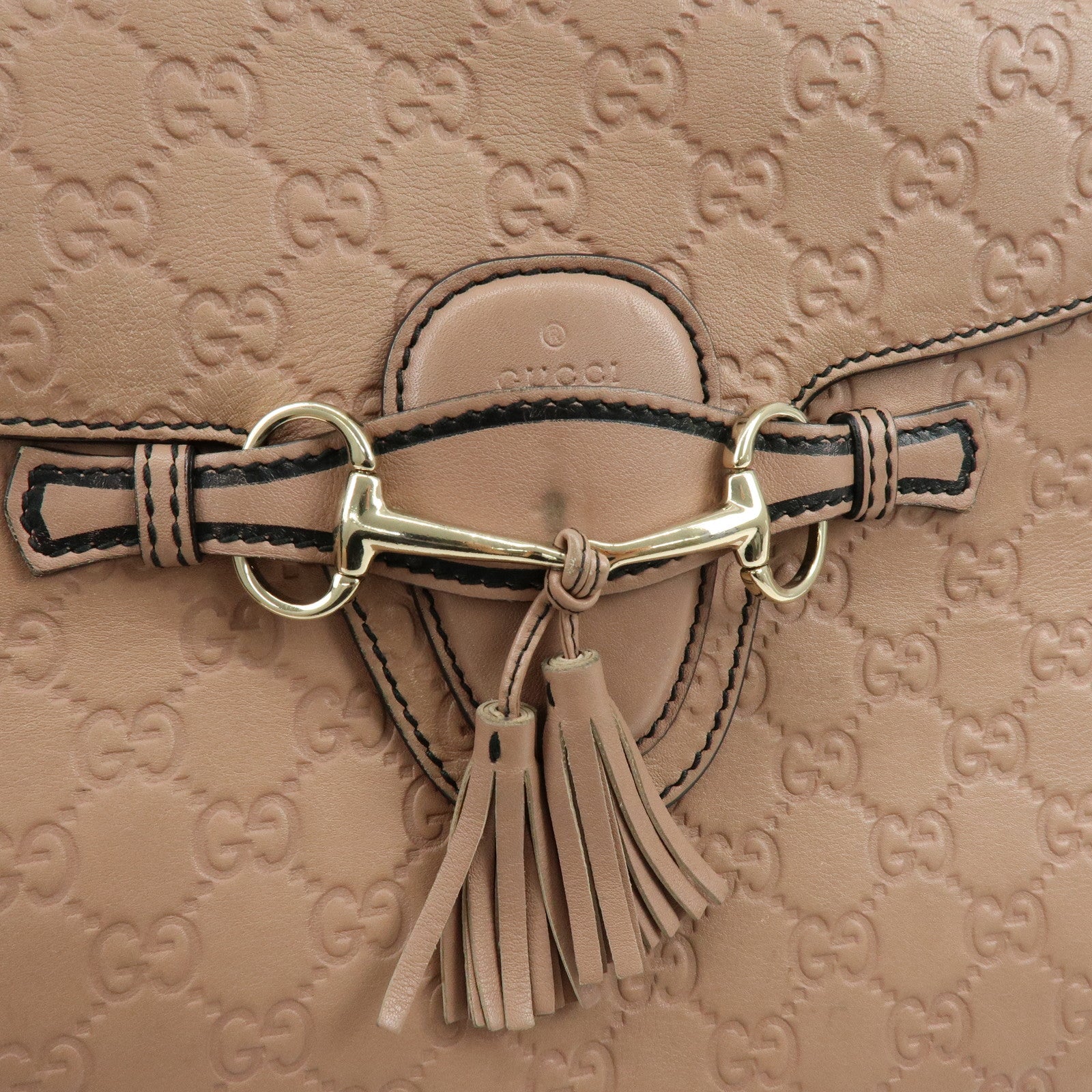 GUCCI Horsebit Guccissima Emily Leather Chain Shoulder Bag 295402
