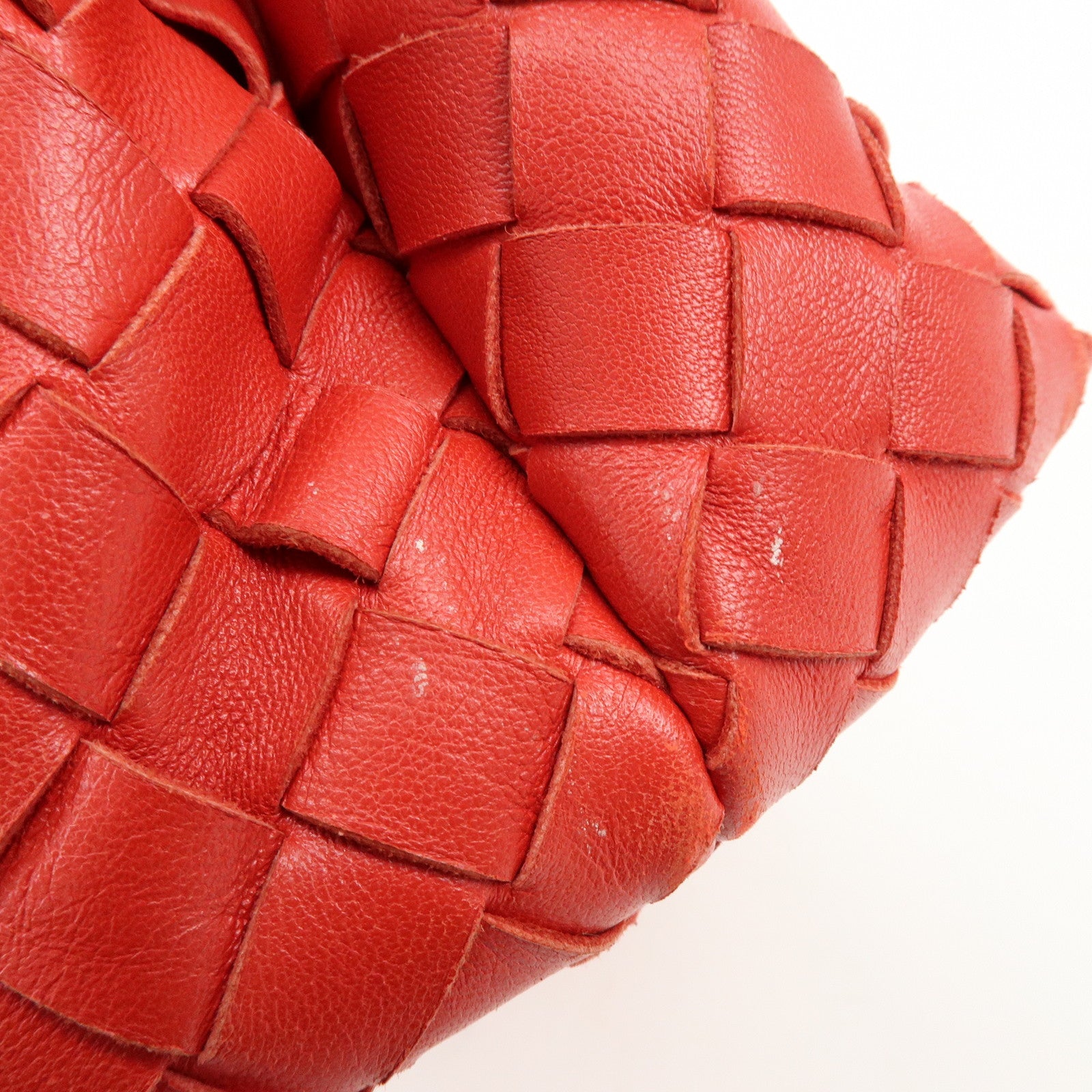 BOTTEGA VENETA Intrecciato Leather Shoulder Bag Crossbody Bag Red