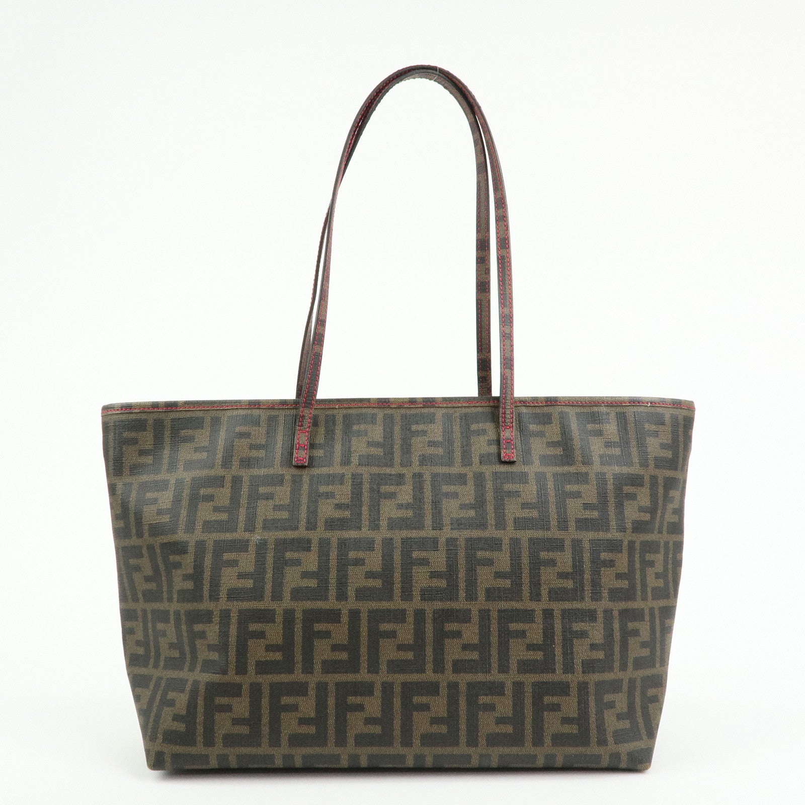 FENDI Zucca PVC Tote Bag Shoulder Bag Brown Black 8BH198