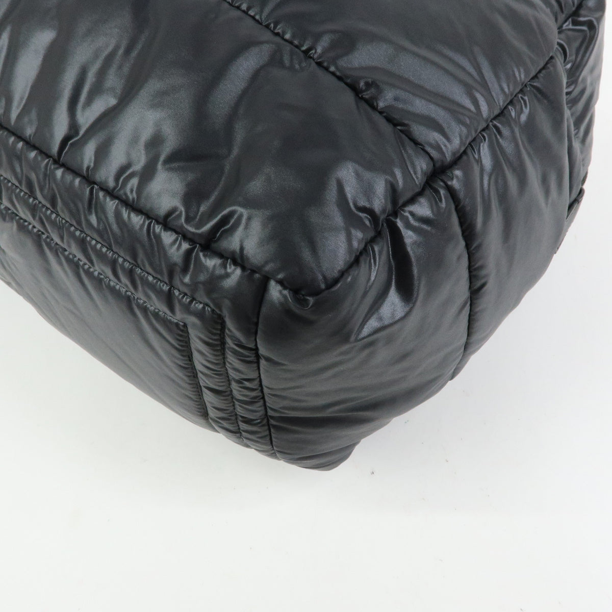 CHANEL COCO COCOON COCO Mark Nylon Leather Boston Bag Black A47092