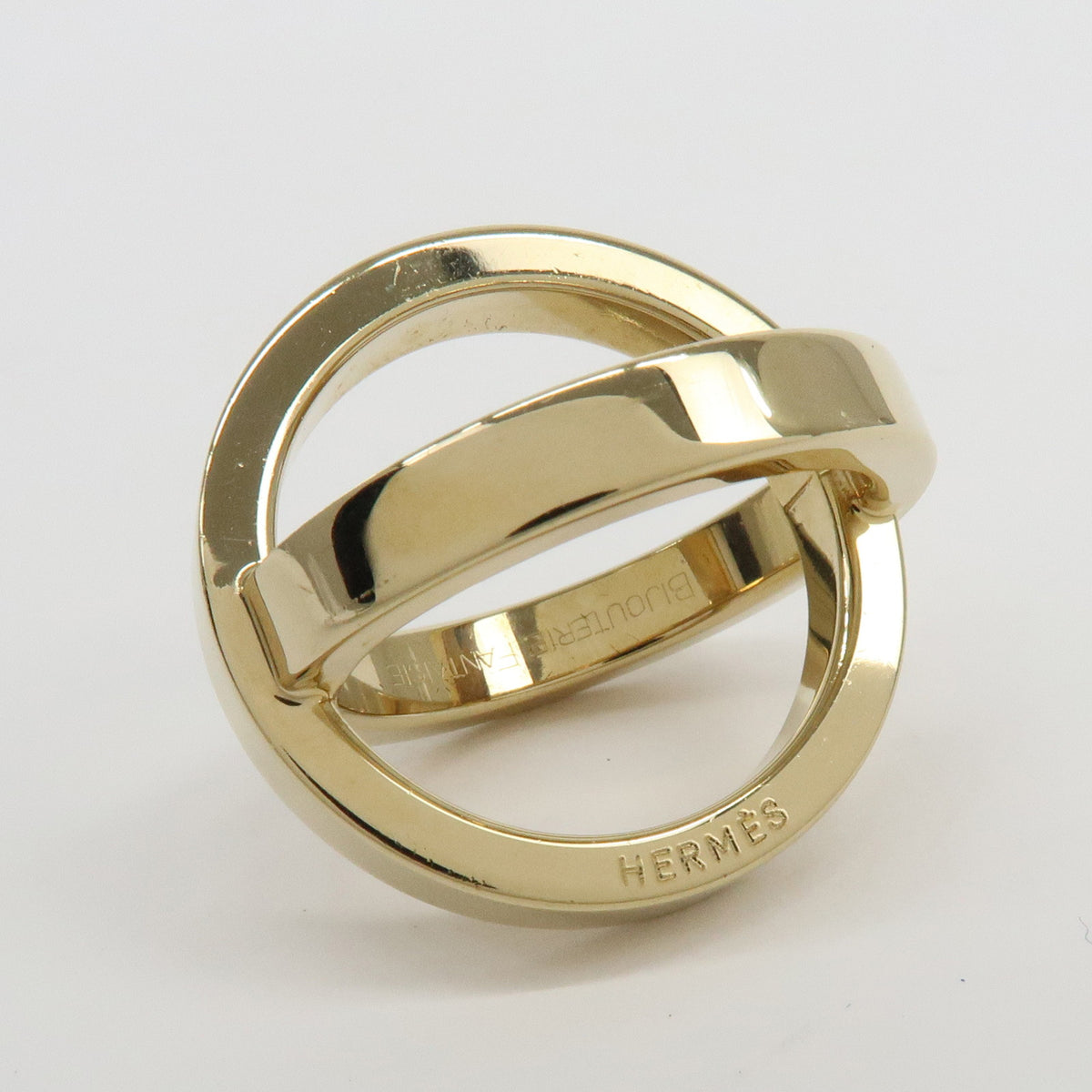 HERMES Lot of 2 Chaine d'Ancre Enchainee Cosmos Metal Scarf Ring Gold