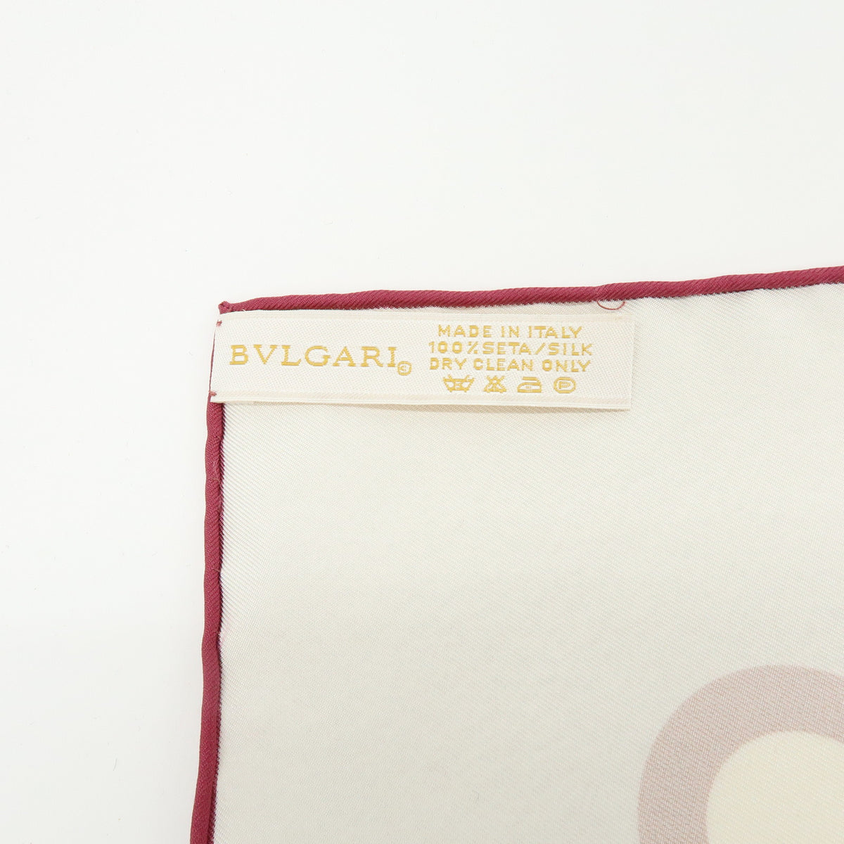 BVLGARI BVLGARI Silk 100% Scarf Shawl Off White Light Brown