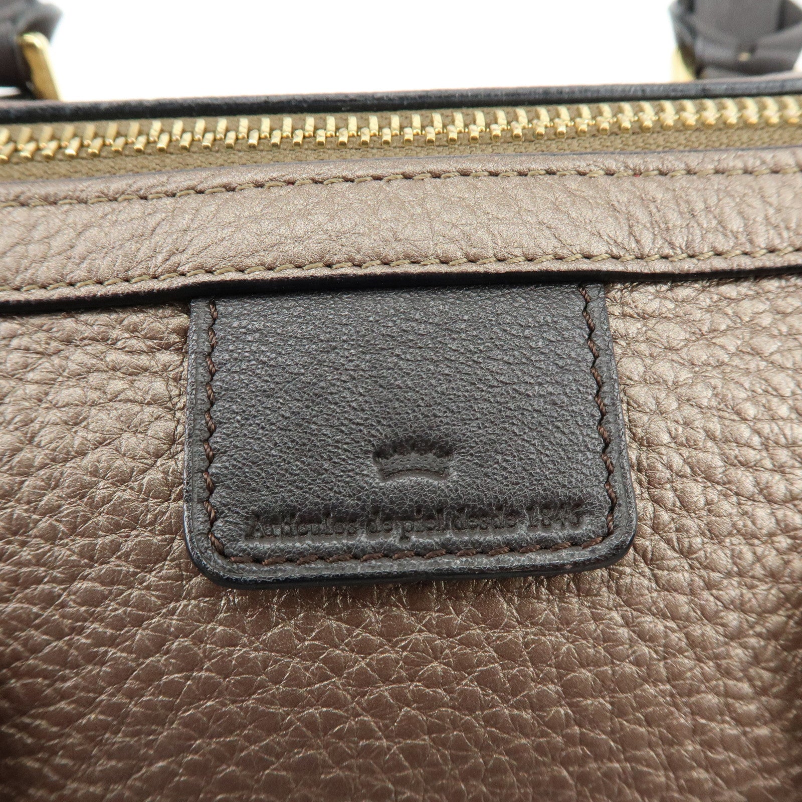 LOEWE Anagram Leather 2Way Bag Hand Bag Boston Bag Bronze